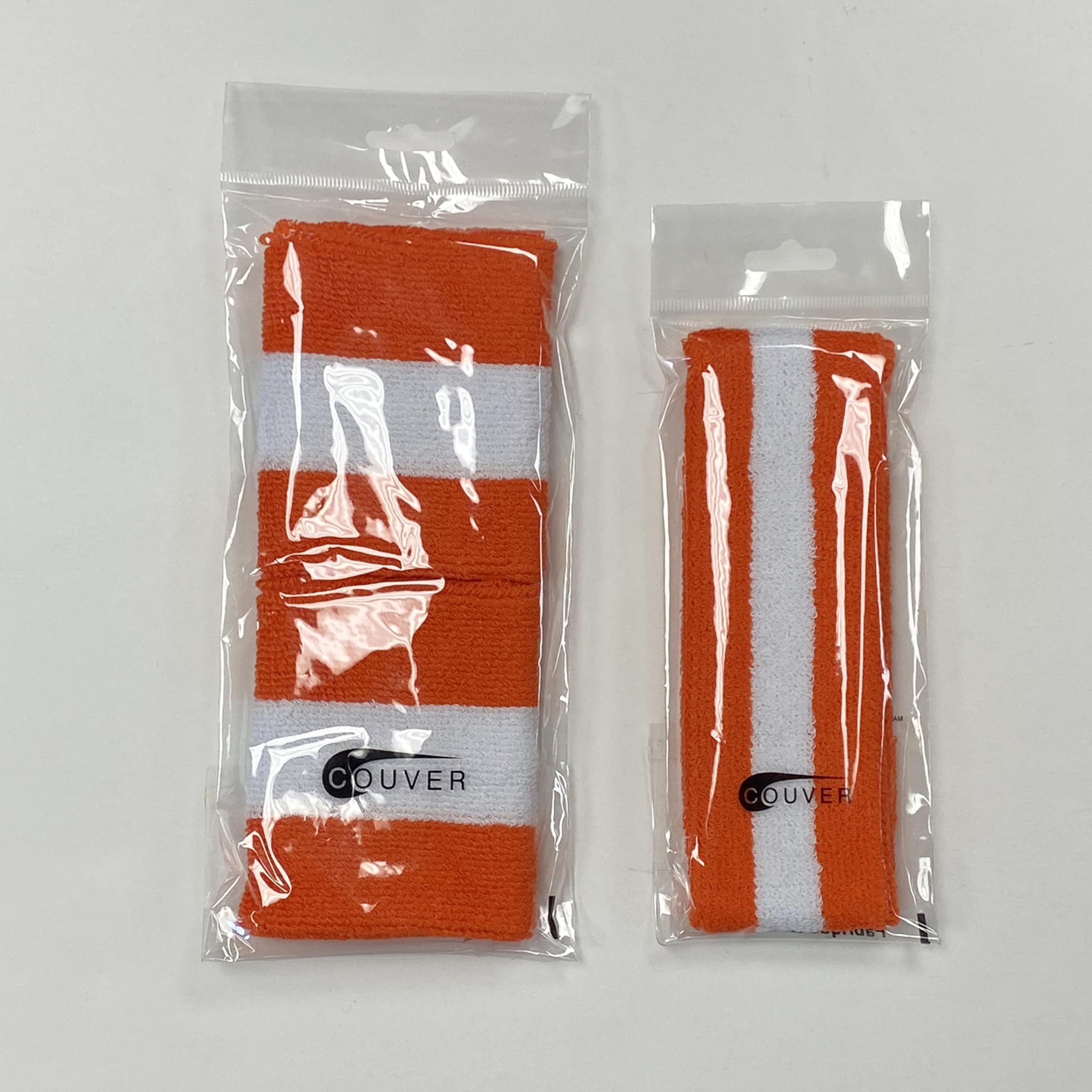 Premium Quality Semi-Pro Jackie Moon Dark Orange Striped Sweat Headband & Wristband Set - Perfect for Basketball, Tennis, Running & Workout Accessories