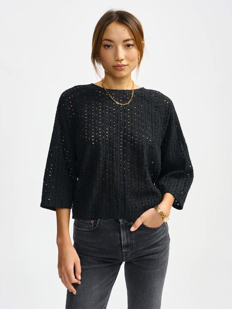 Bellerose Divine Embroidered Black Top for Women | Elegant Blouse for Casual & Evening Wear | Perfect for Parties, Dates & Office Outfits