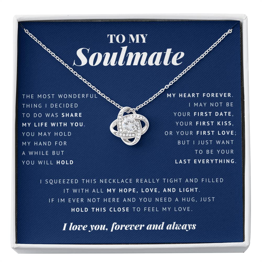 Soulmate Love Knot Necklace - Romantic Jewelry Gift for Wife, Girlfriend, or Partner with Message Card & Gift Box - Perfect for Valentine's Day, Anniversary, Birthday & Special Occasions