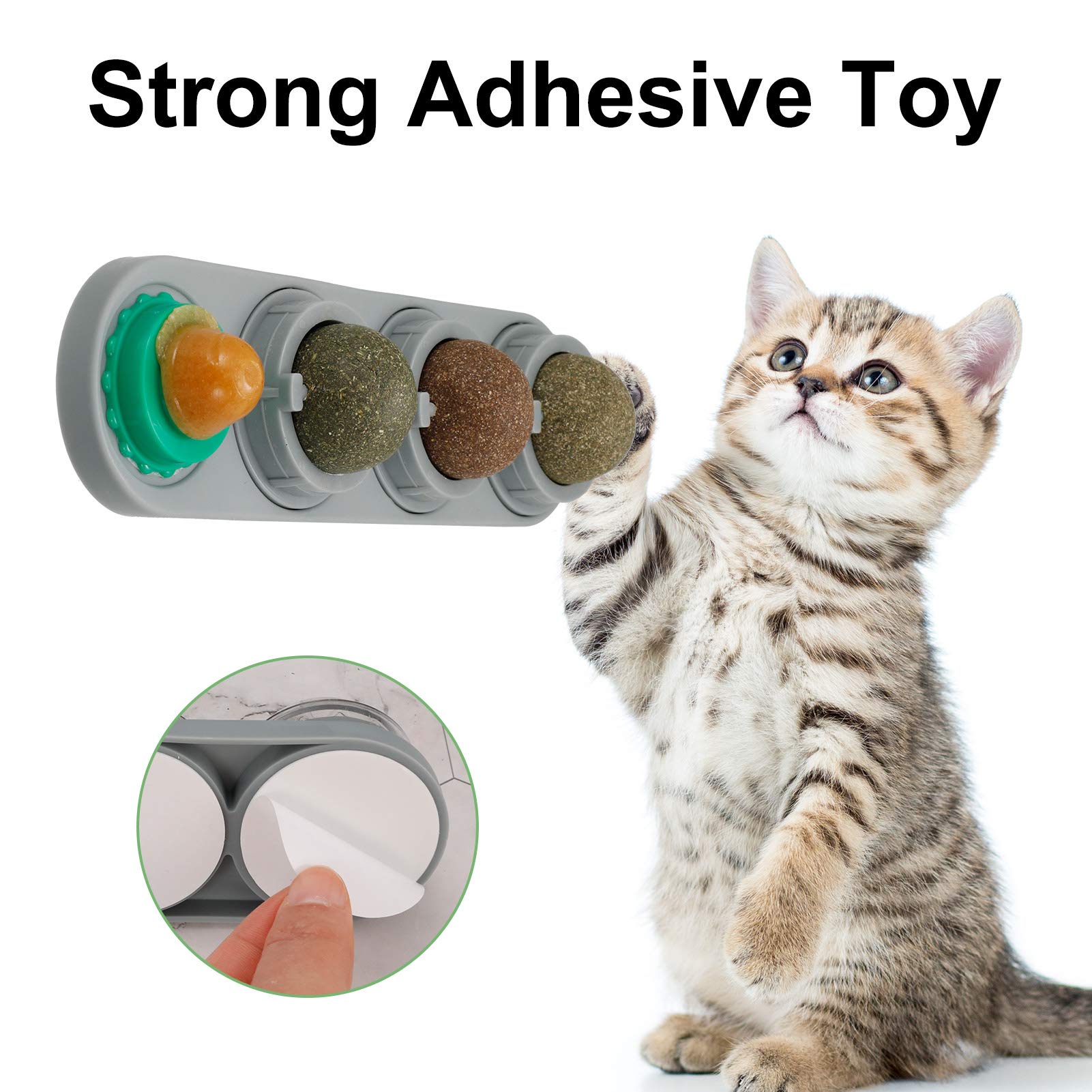 Rotatable Catnip Licking Balls - Edible Cat Toys for Kittens & Adult Cats - Fun Interactive Play & Stress Relief for Indoor Pets