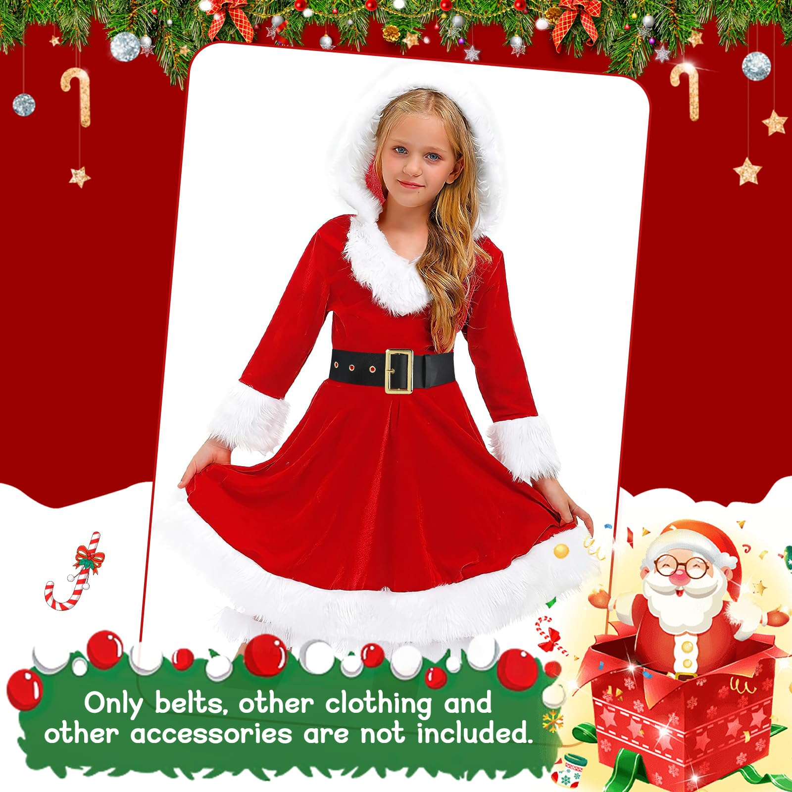 JASGOO Kids Santa Belt - Adjustable Christmas Pirate Costume Belt for Boys & Girls - Perfect for Halloween, Christmas Parties & Dress-Up Play