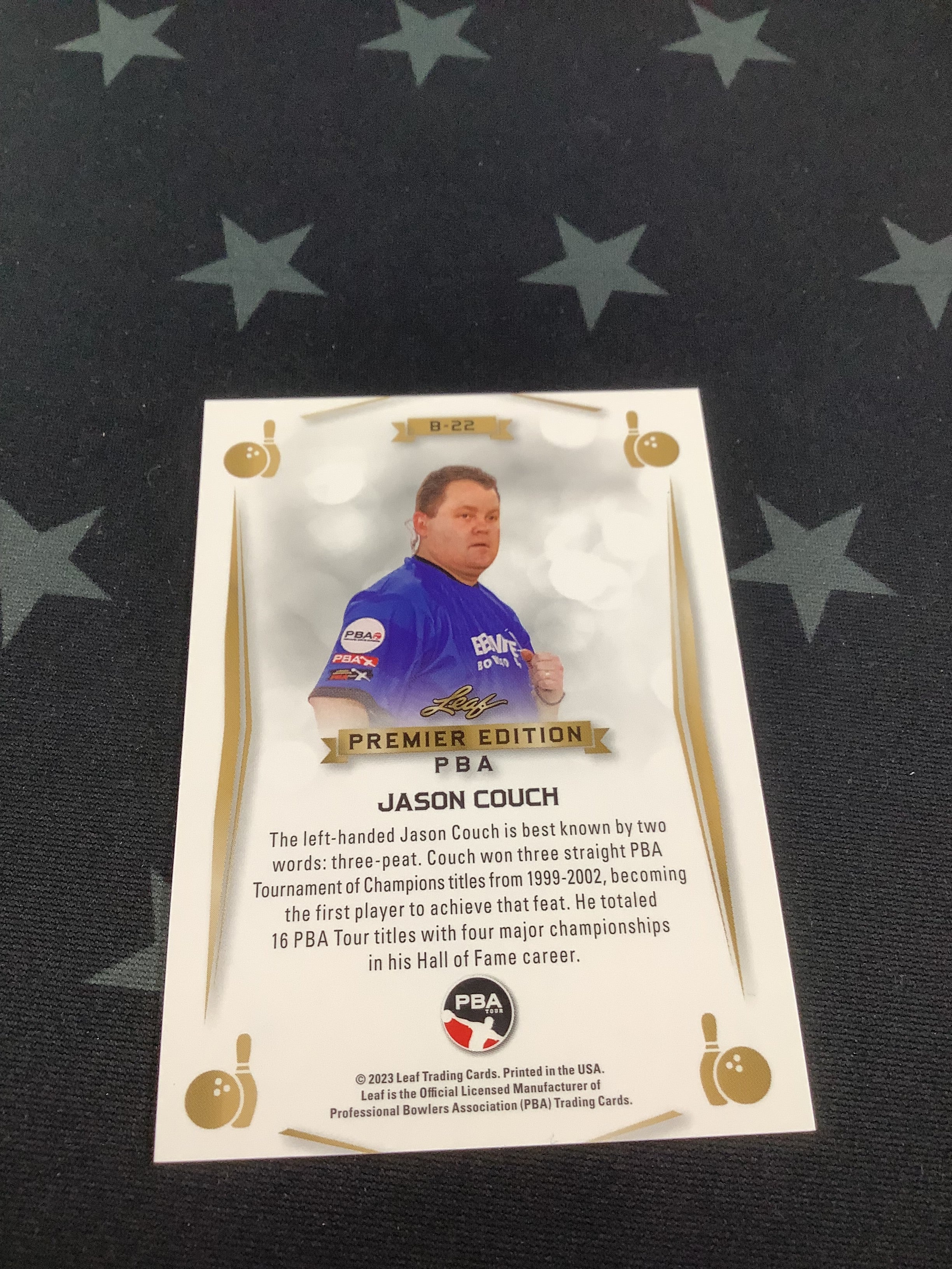2023 LEAF PREMIER EDITION PBA Jason Couch GOLD #25/25 B 22 - Rare Collectible Trading Card for Sports Memorabilia Enthusiasts & Card Collectors