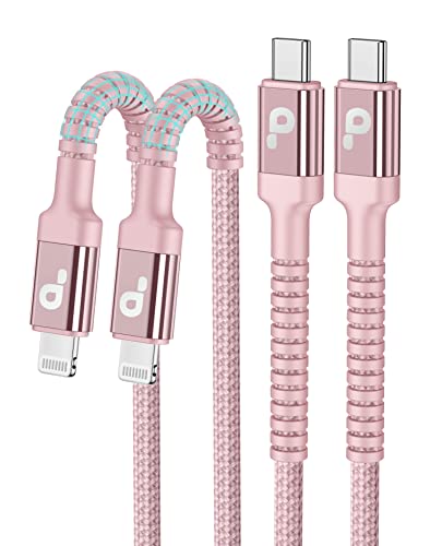 Apple MFi Certified USB C to Lightning Cable Fast Charging 6FT (2-Pack) - Pink | Compatible with iPhone 14/13/12/11 Pro Max/XS/XR/8 & iPad | Perfect for Home, Office, Car & Travel Charging