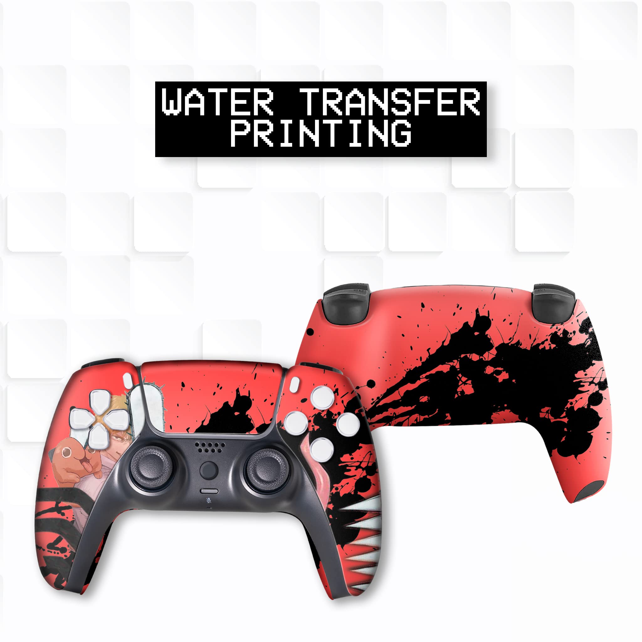 Custom Wireless PS5 Controller for Playstation 5 Console - Chainsaw Men Design | Hydro-Dip Printed Gamepad (Not Just a Skin) | Modded & Proudly Made in USA | Perfect for Gaming Enthusiasts & Anime Fans