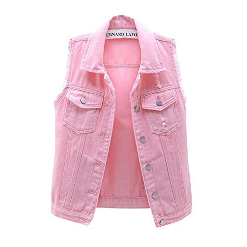 FOCUSNORM Women's Distressed Ripped Denim Vest - Sleeveless Crop Jean Jacket with Flap Pockets | Casual Outfits, Streetwear, Spring & Summer Fashion