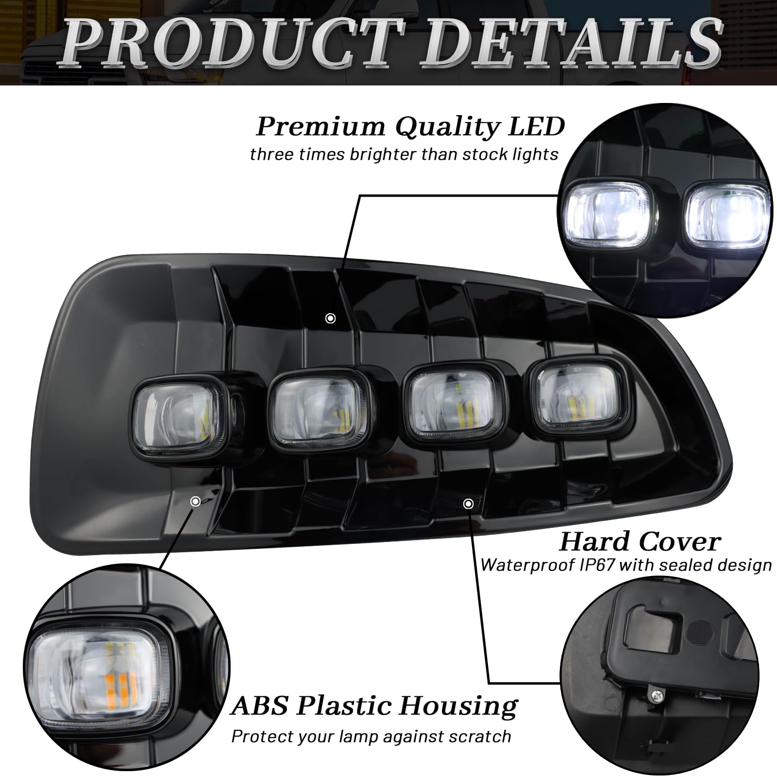 Ford F150 2010-2014 SVT Raptor SuperCrew LED Front Bumper Fog Lights with Daytime Running Lights & Turn Signal Lamps - Durable Off-Road Lighting for Night Driving & Enhanced Visibility