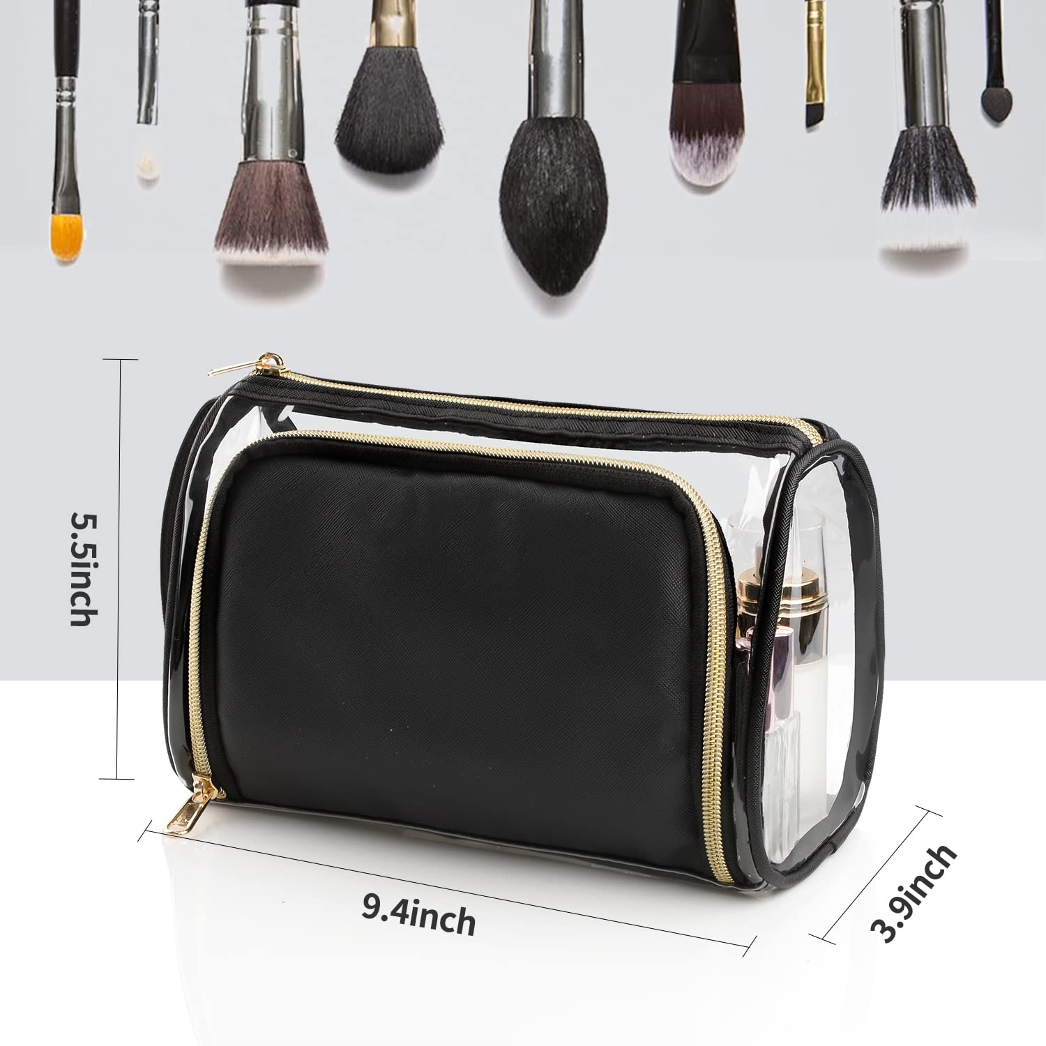 CUBETASTIC Clear Makeup Bag - TSA Approved Transparent Toiletry Travel Organizer with Compartments | Perfect for Cosmetics, Skincare & Travel Essentials | Ideal for Airports, Gyms & Daily Use