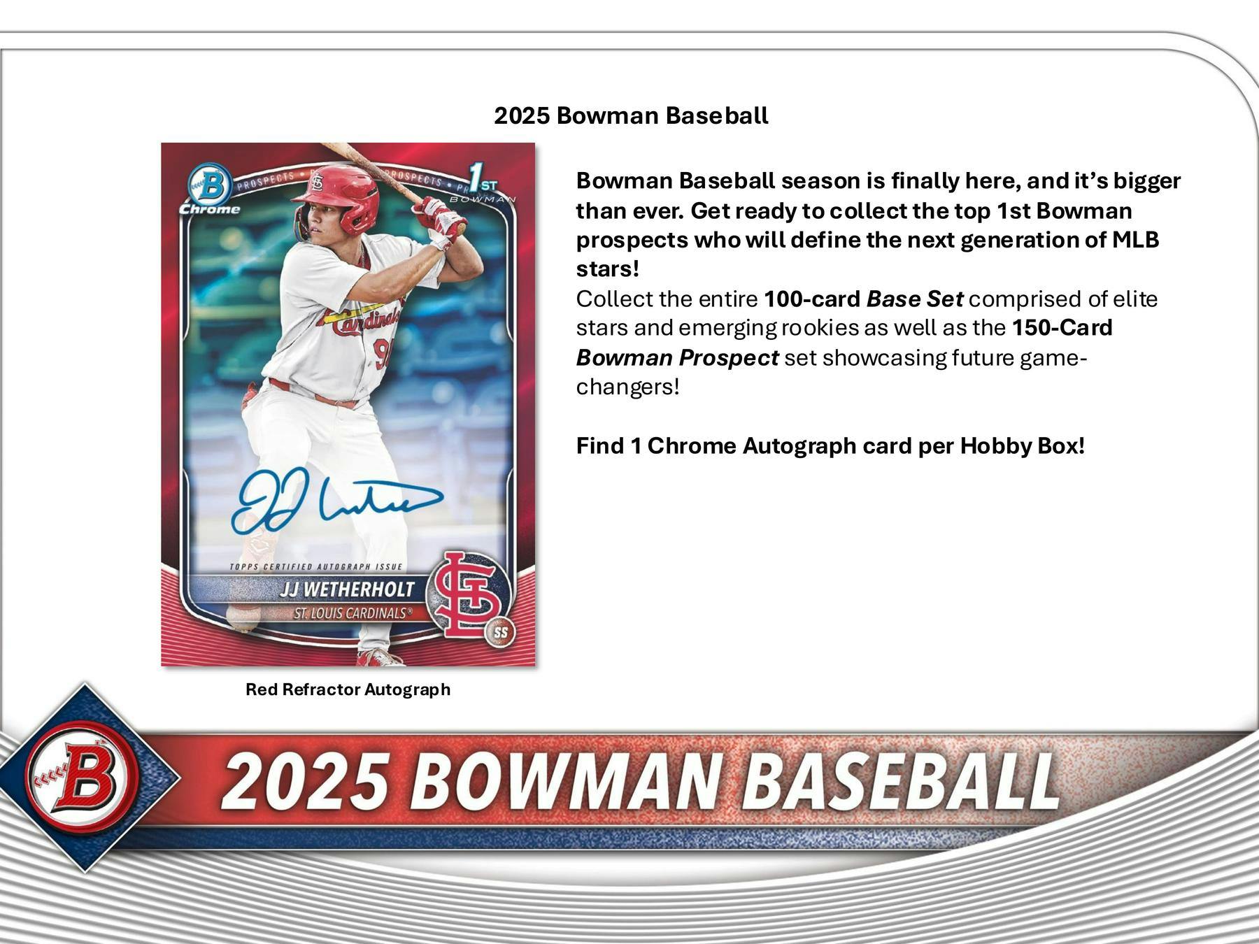 2025 Bowman Baseball Hobby Box - 24 Packs with Autograph & Rookie Cards - Perfect for Collectors, Investors & Fantasy Baseball Fans (Ideal for Trading, Gifting & Display)