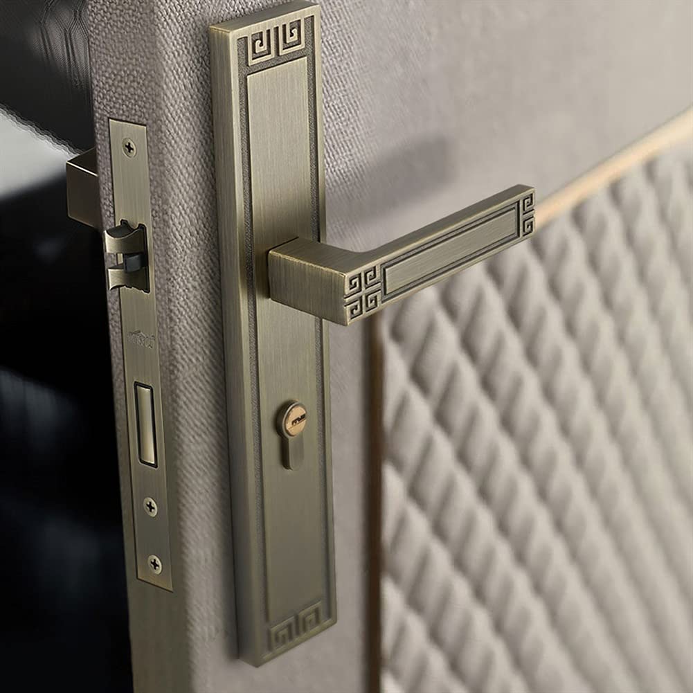 Golden Single Door Knob Lever - Double-Leaf Door Handle for Villa Entrance & Wooden Doors - Secure & Stylish Door Lock with Handle - Perfect for Home, Office & Commercial Spaces