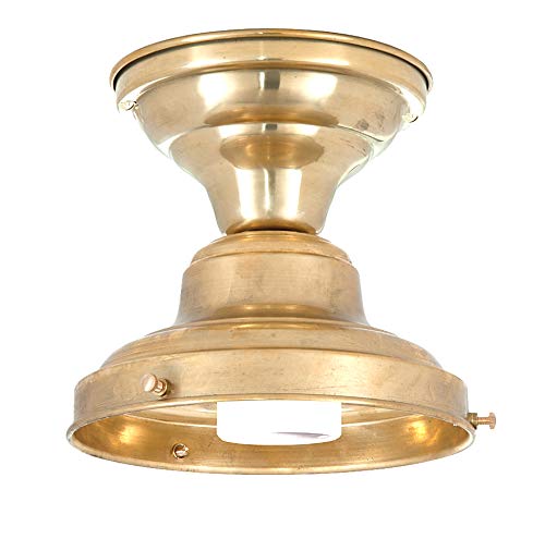 B&P Lamp® Vintage Schoolhouse Ceiling Light Fixture - 6 Inch Fitter, Unfinished Brass Finish | Perfect for Farmhouse, Industrial & Retro Home Decor