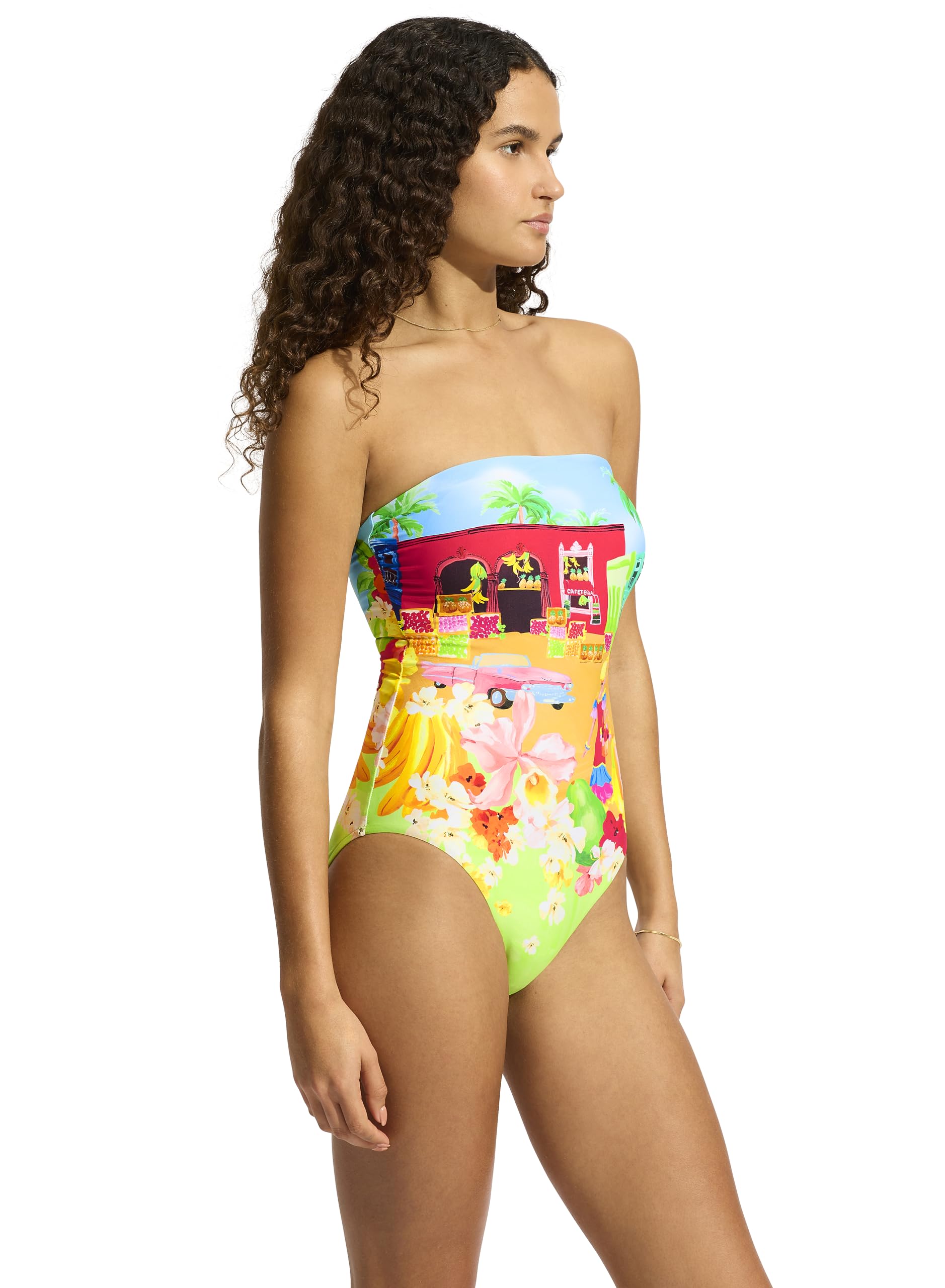 Seafolly Women's High Cut Bandeau One Piece Swimsuit - Sexy Standard Swimwear for Beach, Pool & Vacation