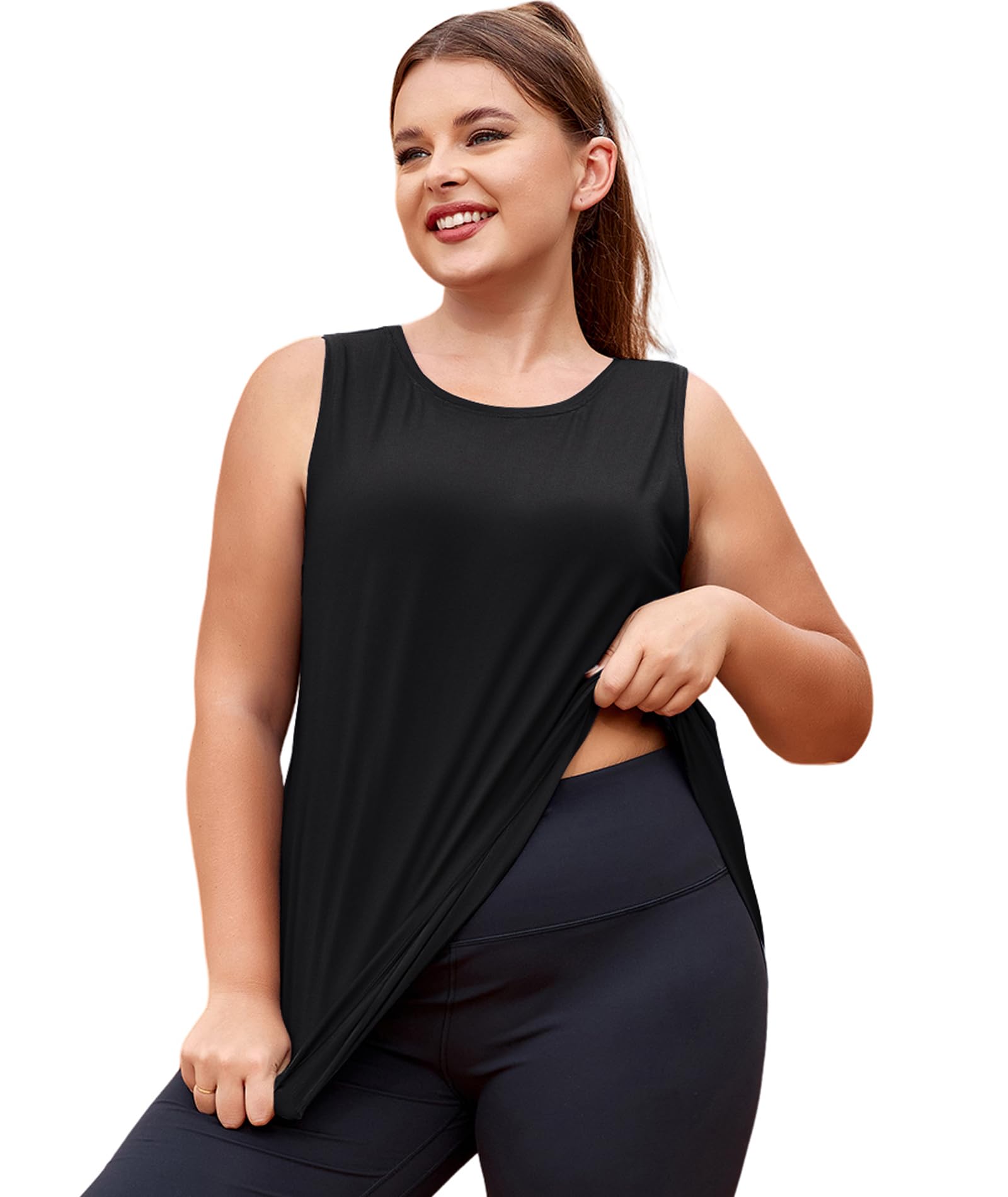 LALAGEN Plus Size Women's Workout Tank Tops - Sleeveless Flowy Yoga Athletic Running Shirts for Gym, Jogging & Casual Wear