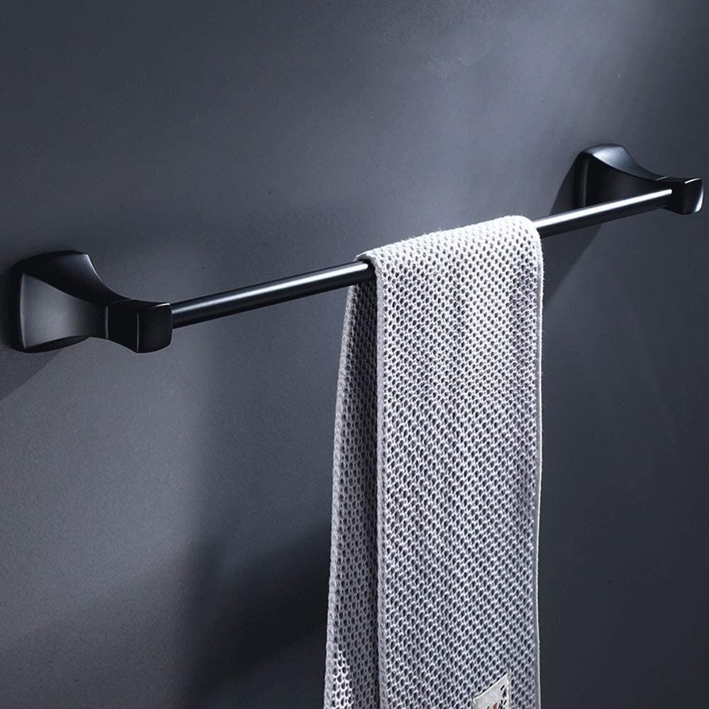 Black Aluminum No-Drill Suction Cup Towel Holder - Wall Mounted Bathroom Organizer for Hand Towels, Shower Storage & Space Saving - Perfect for Small Bathrooms, Apartments & RVs