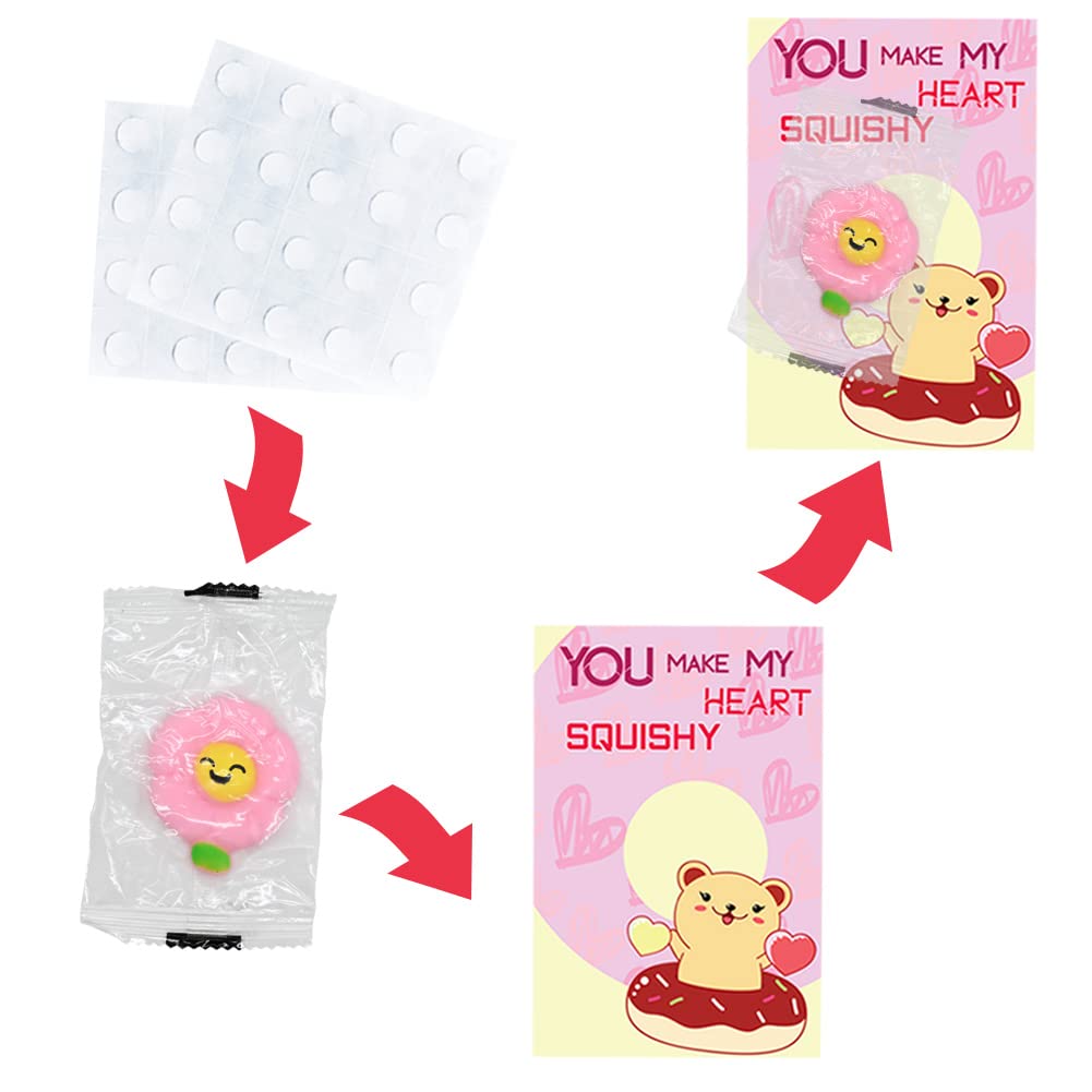 DINESIL 28 Pack Valentine's Day Kawaii Mochi Squishy Toys with Greeting Cards - Mini Animal Stress Relief Toys for Kids, Valentine Exchange Gifts & Party Favors - Perfect for Classroom Rewards, Birthday Goodie Bags & Sensory Play