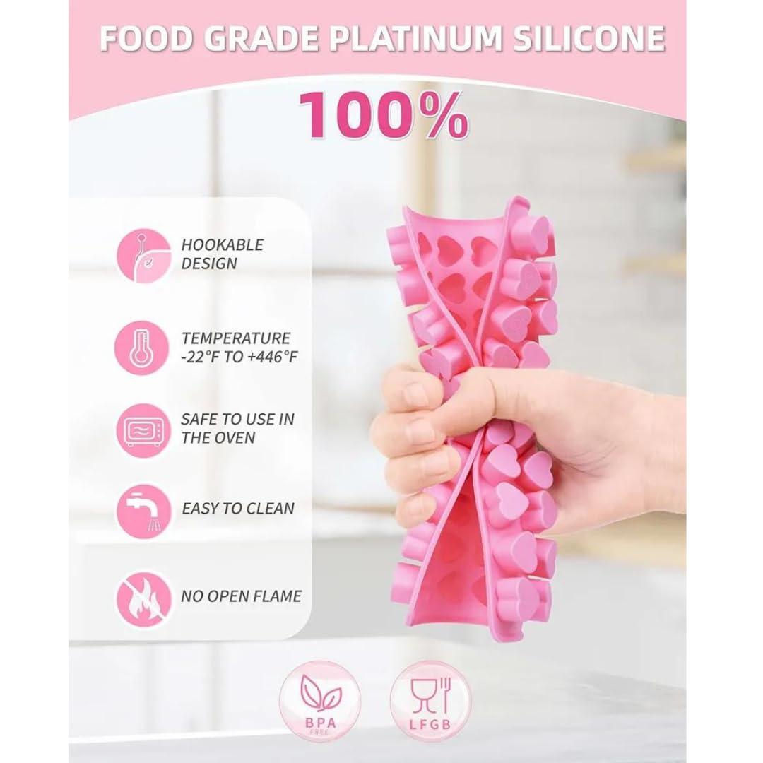 Skytail 55 Cavity Heart Silicone Mold with Dropper for Chocolate, Candy, Wax Melts - Perfect for DIY Treats, Candle Making, Ice Cubes & Aromatherapy Gifts | Valentine's Day, Wedding Favors, Party Decorations