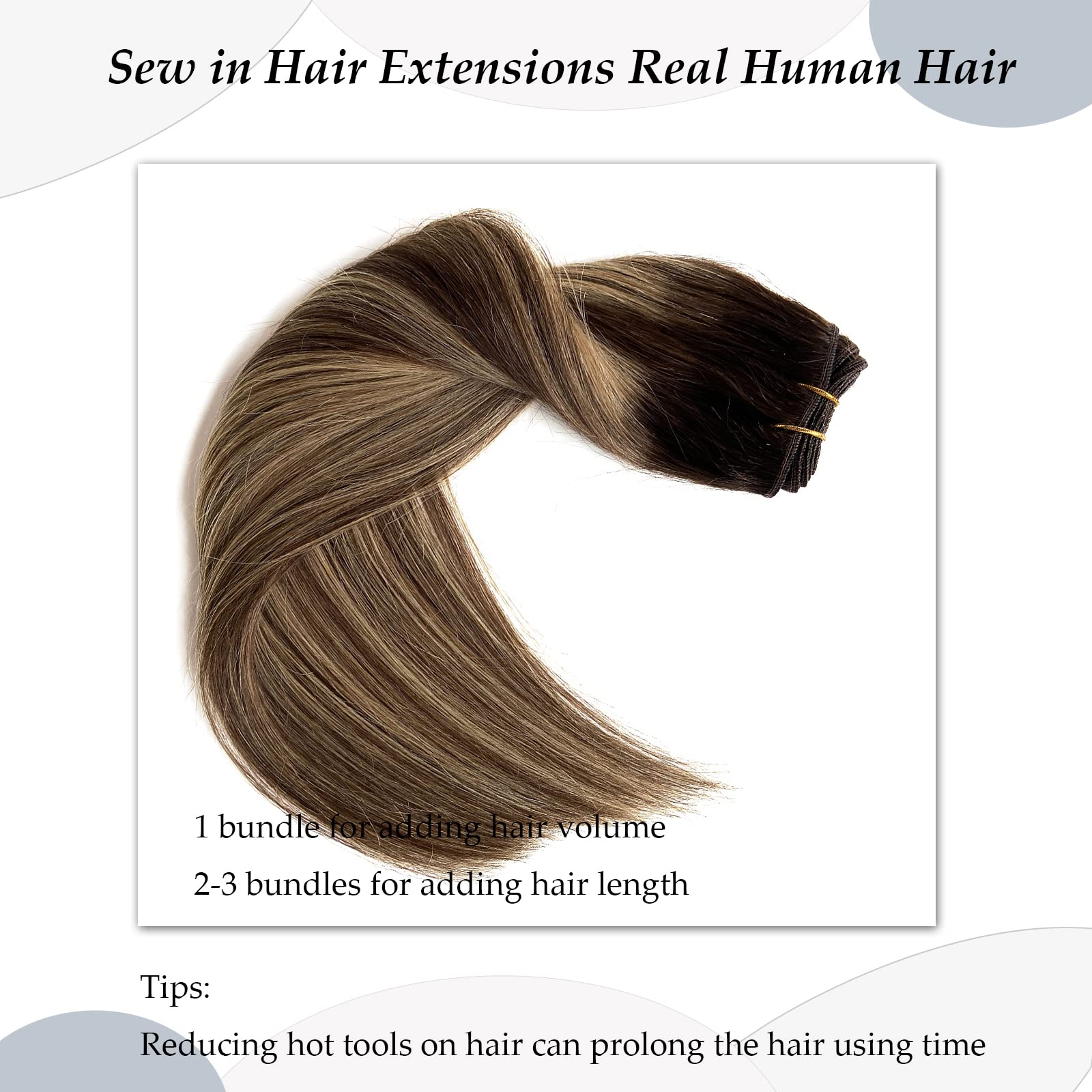 14Inch 80G Ombre Brown & Caramel Blonde Balayage Sew-In Weft Hair Extensions - 100% Real Human Hair Bundles for Natural Volume & Styling - Perfect for Daily Wear, Special Occasions & Salon Styling