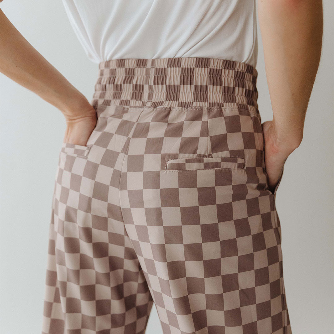 Stylish Audrey Checkered Brown Trousers for Women - Perfect for Office Wear & Casual Outfits