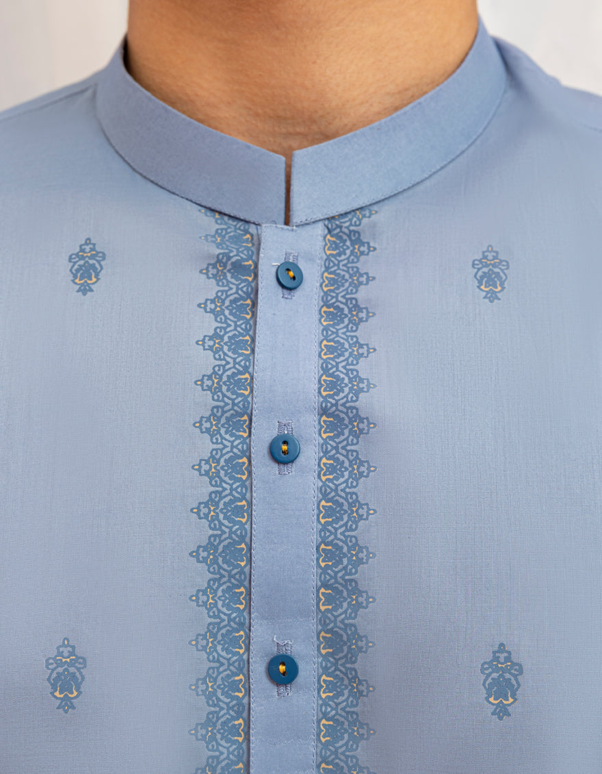 Premium Cotton Dull Blue Kurta by J. Junaid Jamshed - Traditional Pakistani Ethnic Wear for Men - Perfect for Eid, Weddings & Casual Outings