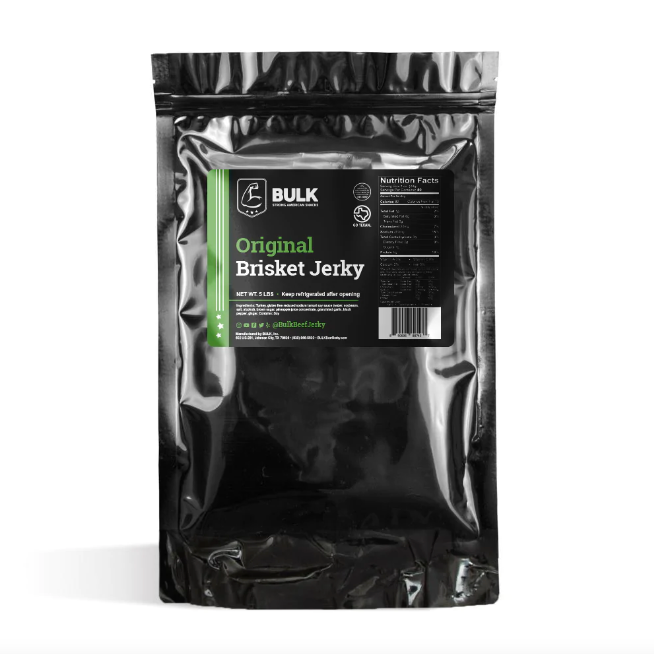 Original Pepper Brisket Beef Jerky - Bulk Pack | High Protein, Low Carb Snack for Hiking, Camping & Road Trips