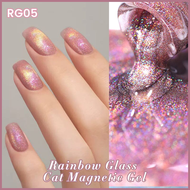 RG05 Rainbow Glass Cat Magnetic Gel 10ml - Colorful Nail Art Polish for Creative Designs | Perfect for DIY Manicures, Nail Salons & Gift Giving