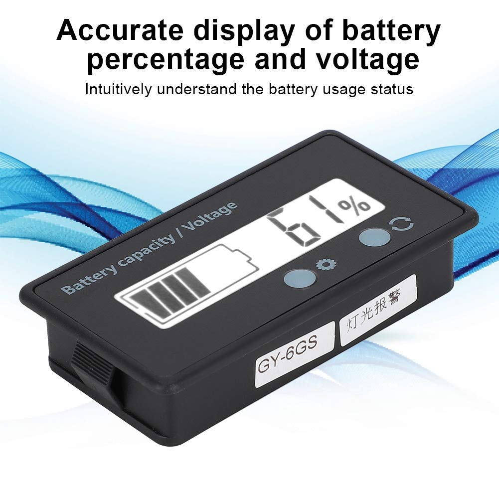 12V-48V LCD Battery Monitor with Alarm - Waterproof Voltage Tester for Cars, Boats, Solar Systems