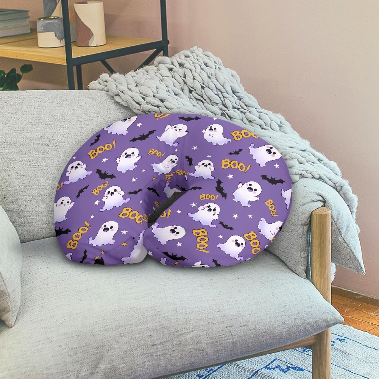 Halloween Ghost Bats Baby Nursing Pillow Cover - Soft Skin-Friendly Slipcover with Hidden Zipper for Newborns - Cute Boy & Girl Gift for Breastfeeding Support - Perfect for Halloween, Baby Showers and Nursery Decor