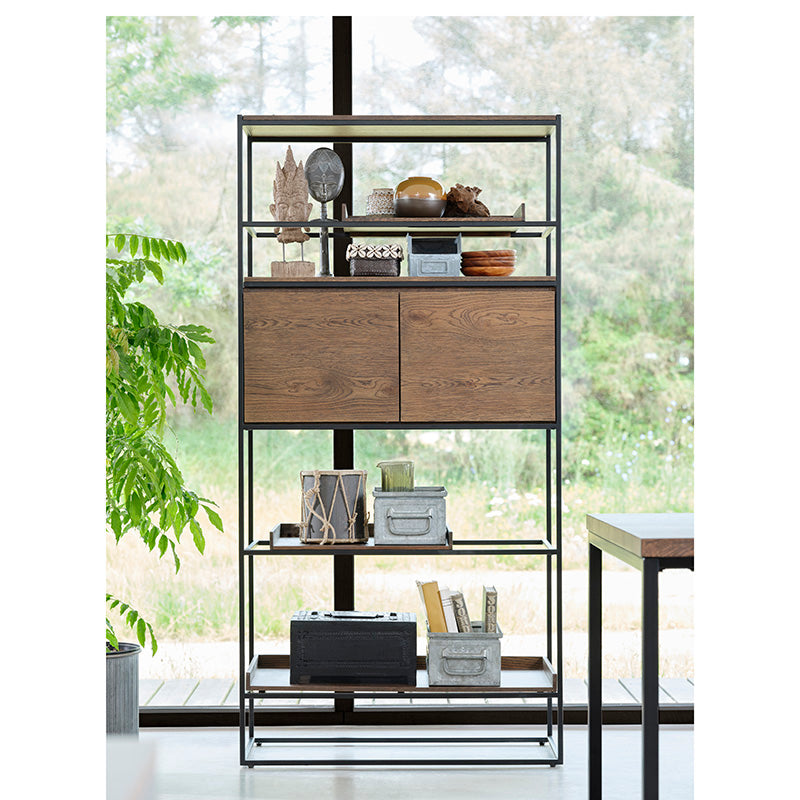 RIVOLI 1.8M TV Stand with Storage - Natural Oak & Black Modern Entertainment Center for Living Room, Bedroom
