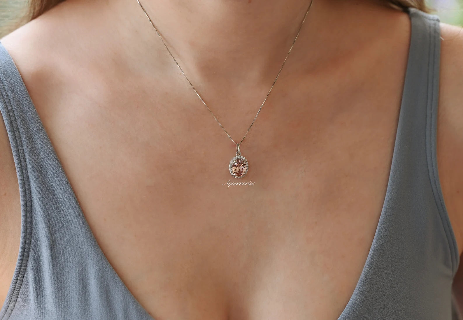 Iris Morganite Necklace - 925 Sterling Silver Pendant for Women | Elegant Jewelry Gift for Birthday, Anniversary & Valentine's Day