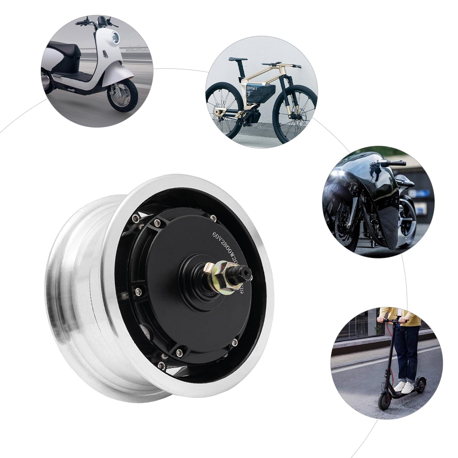 60V 2800W Brushless Hub Motor for Electric Scooter - 11