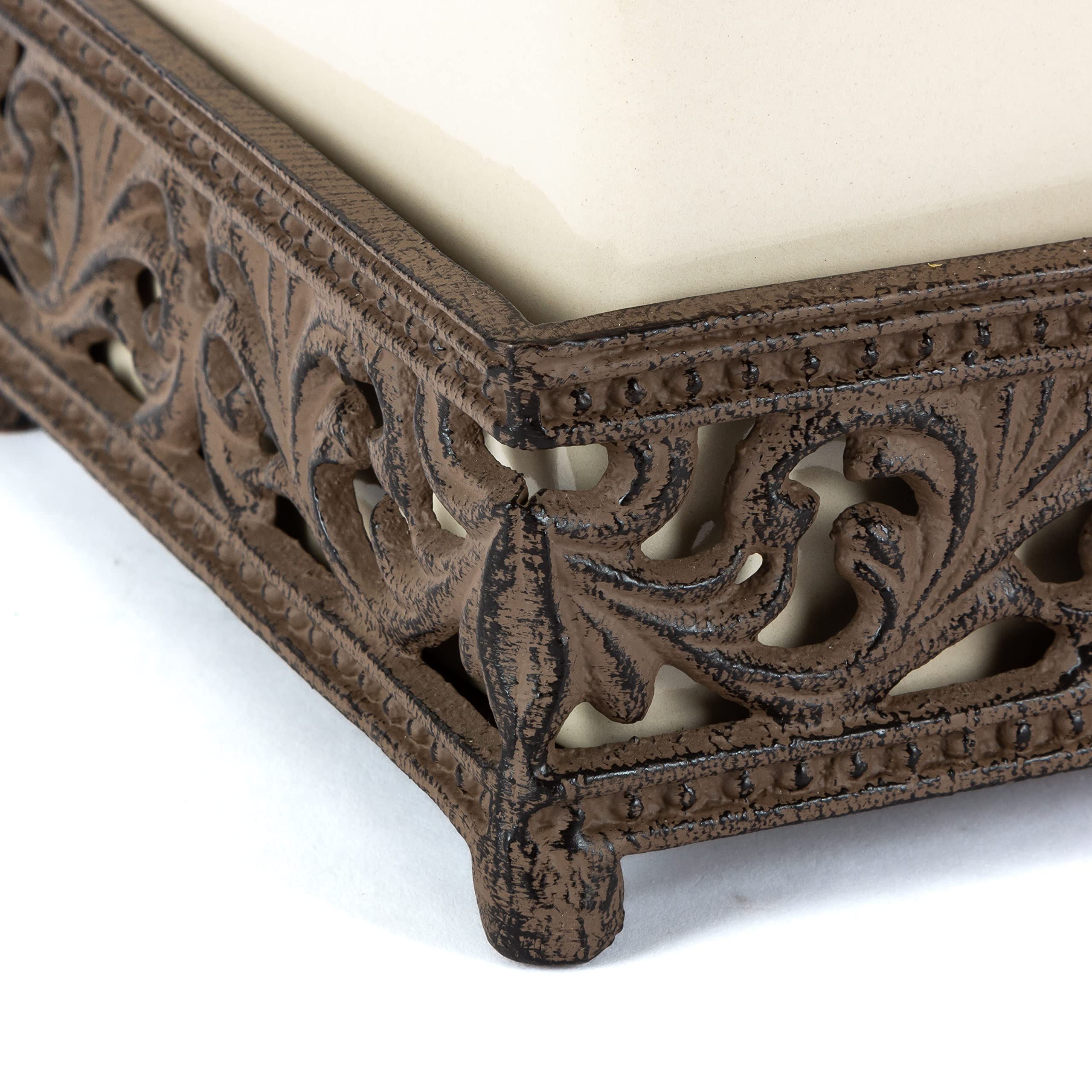 Elegant Square Cream Ceramic Tissue Box Cover with Metal Base - Stylish Home Decor for Living Room, Bathroom, or Office