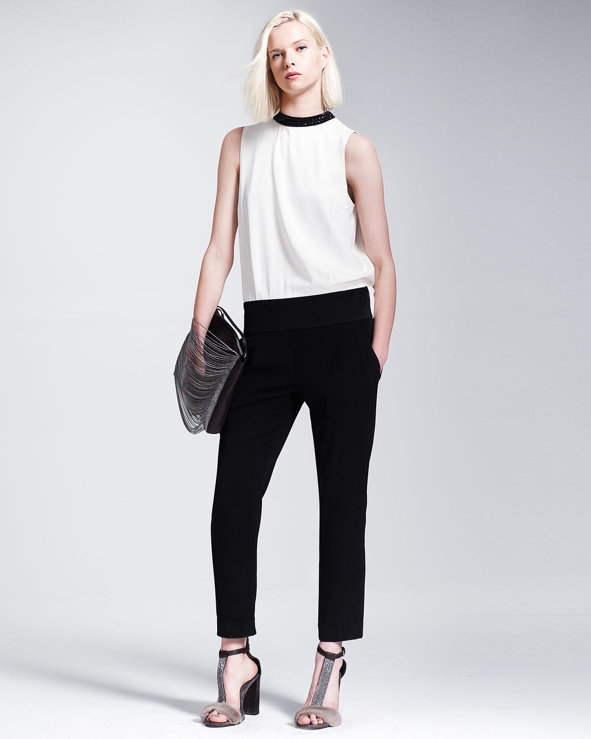 Brunello Cucinelli White & Black Jumpsuit for Women - Elegant One-Piece Romper | Perfect for Casual Outings, Office Wear & Special Occasions