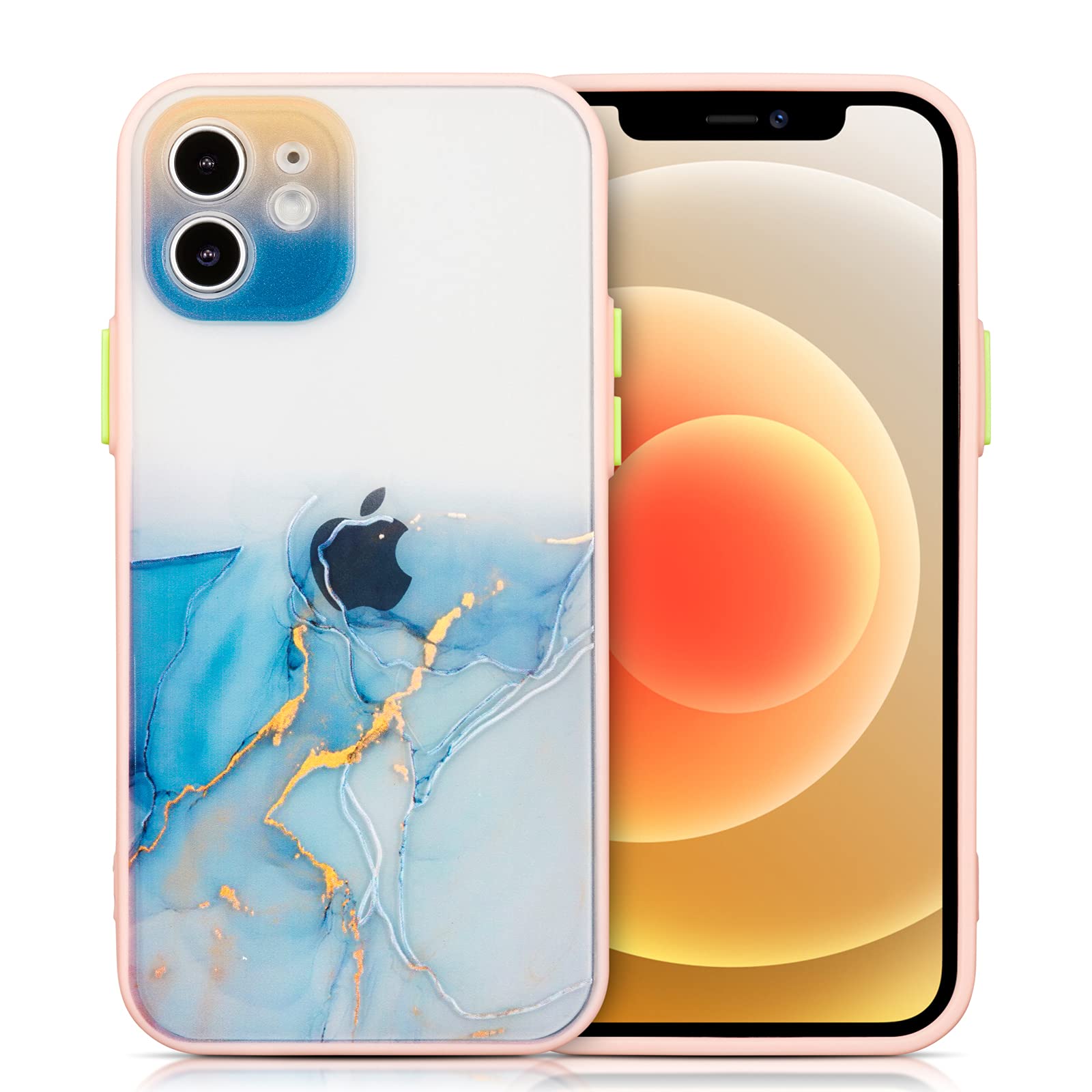 QLTYPRI iPhone 12 Pro Max Case (6.7 inch) - Matte Clear Marble Protective Cover with Camera Protection | Shockproof Slim Design | Soft TPU Bumper & PC Back | Blue - Perfect for Daily Use, Travel and Outdoor Activities