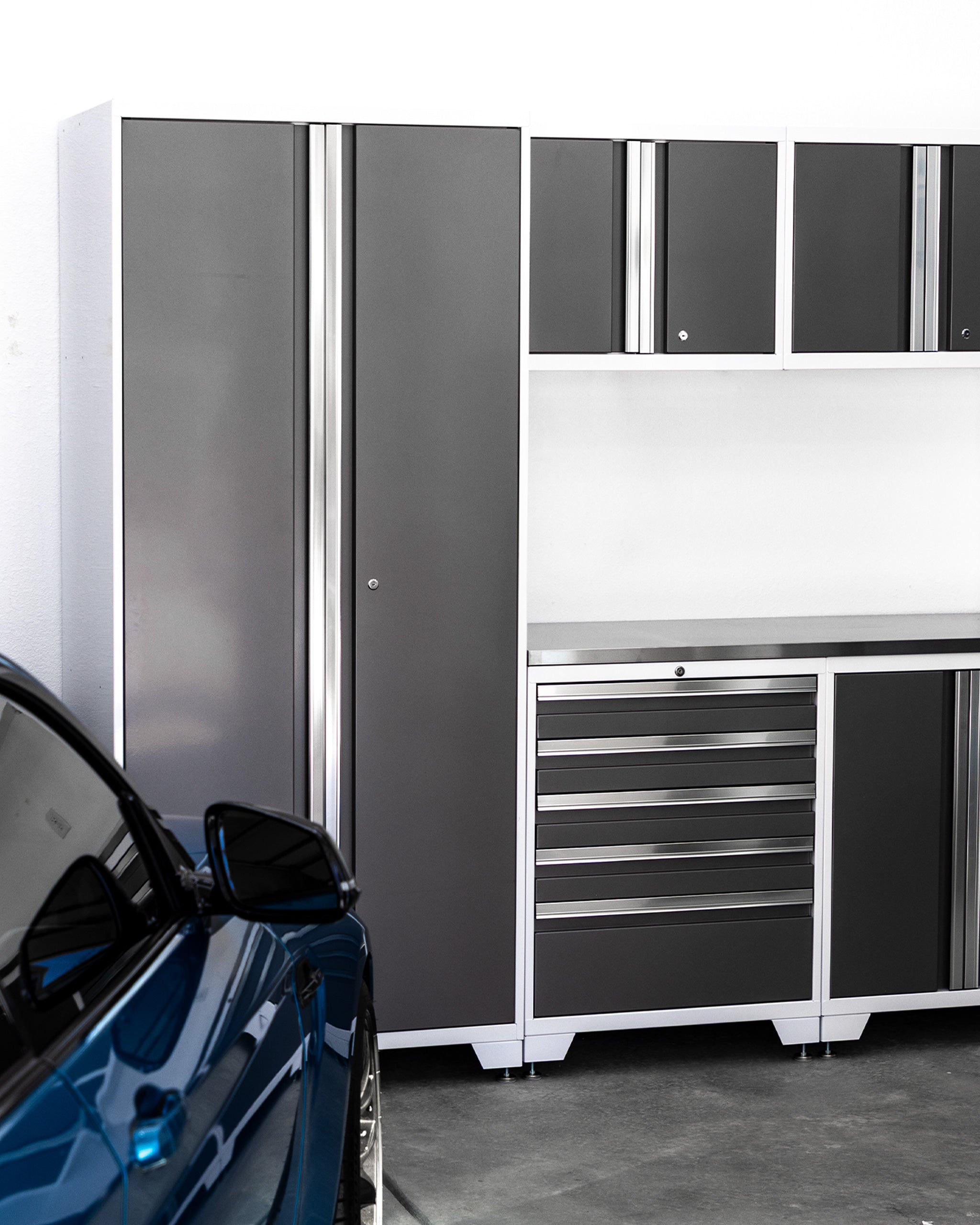 Adam's x NewAge Bold Series 7-Piece Heavy Duty Metal Cabinet Set for Garage Storage & Workshop Organization - Perfect for Tools, Equipment & DIY Projects