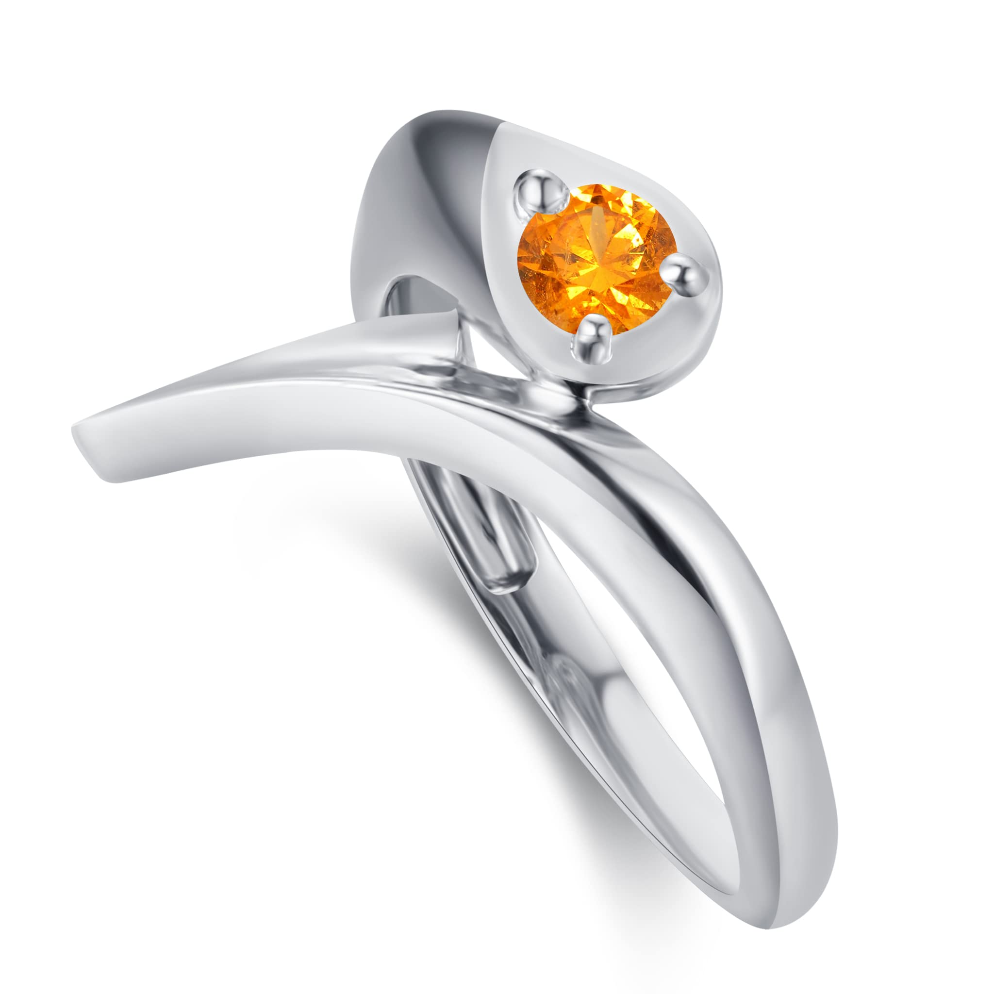 14K Gold Mandarin Garnet Solitaire Engagement Ring - Alternative Wedding Band with Bypass Wrap Design - Gothic Spike Vine Thorn Ring for Unique Bridal Jewelry & Dark Romance Style Accessories