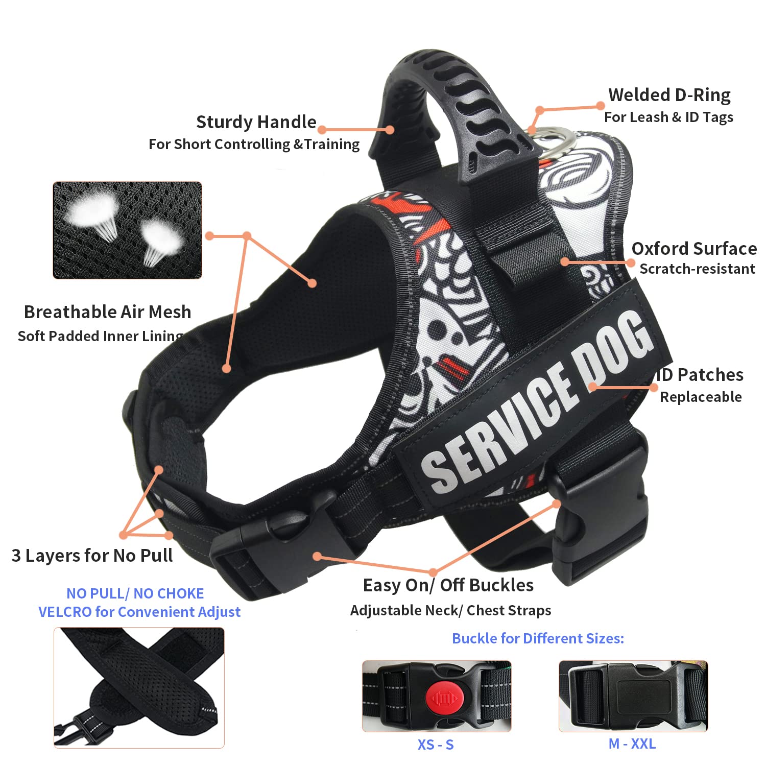 Dihapet No Pull Dog Harness - Adjustable Service Dog Vest for Training, Walking & Jogging - Reflective & Breathable Pet Vest for Small Medium Large Dogs - Perfect for Outdoor Adventures & Daily Walks