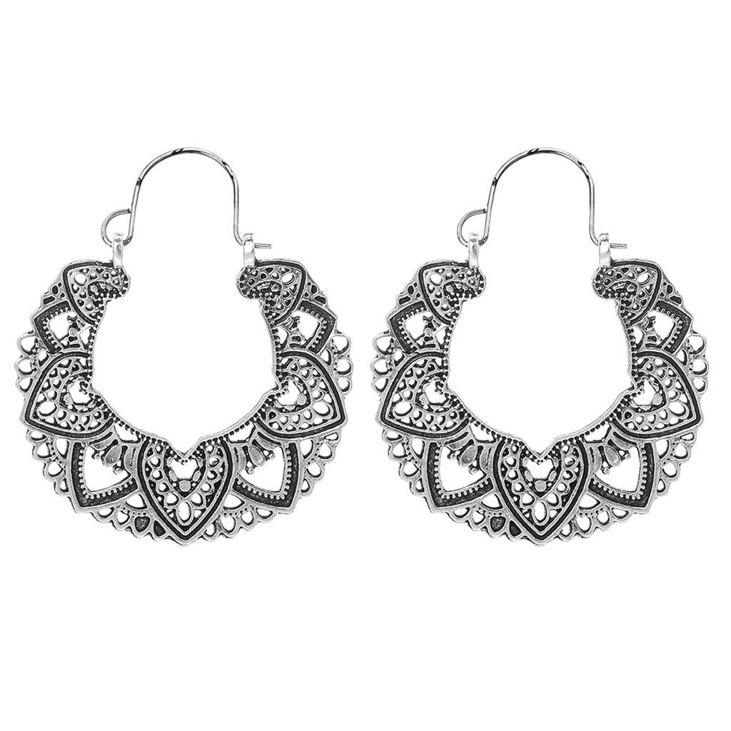 Retro Flower Earrings for Women - Graduation Gifts for Her - Silver Jewelry for Party & Wedding