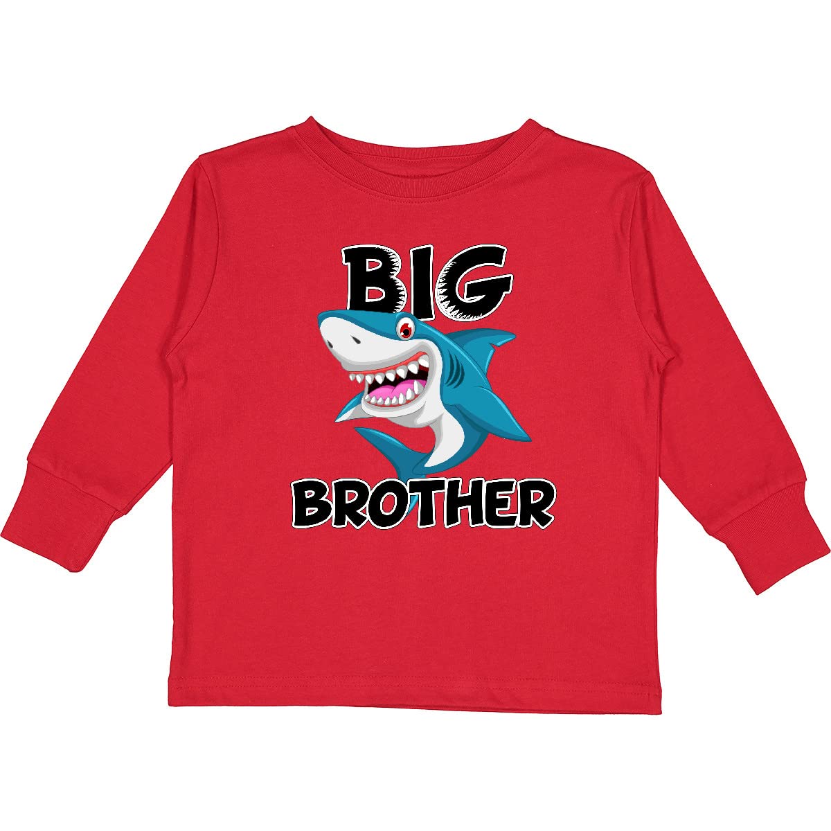 Inktastic Big Brother Shark Toddler Long Sleeve T-Shirt - Cute Boys' Graphic Tee for Siblings & Shark Lovers - Perfect for Playdates, Family Photos & Everyday Wear