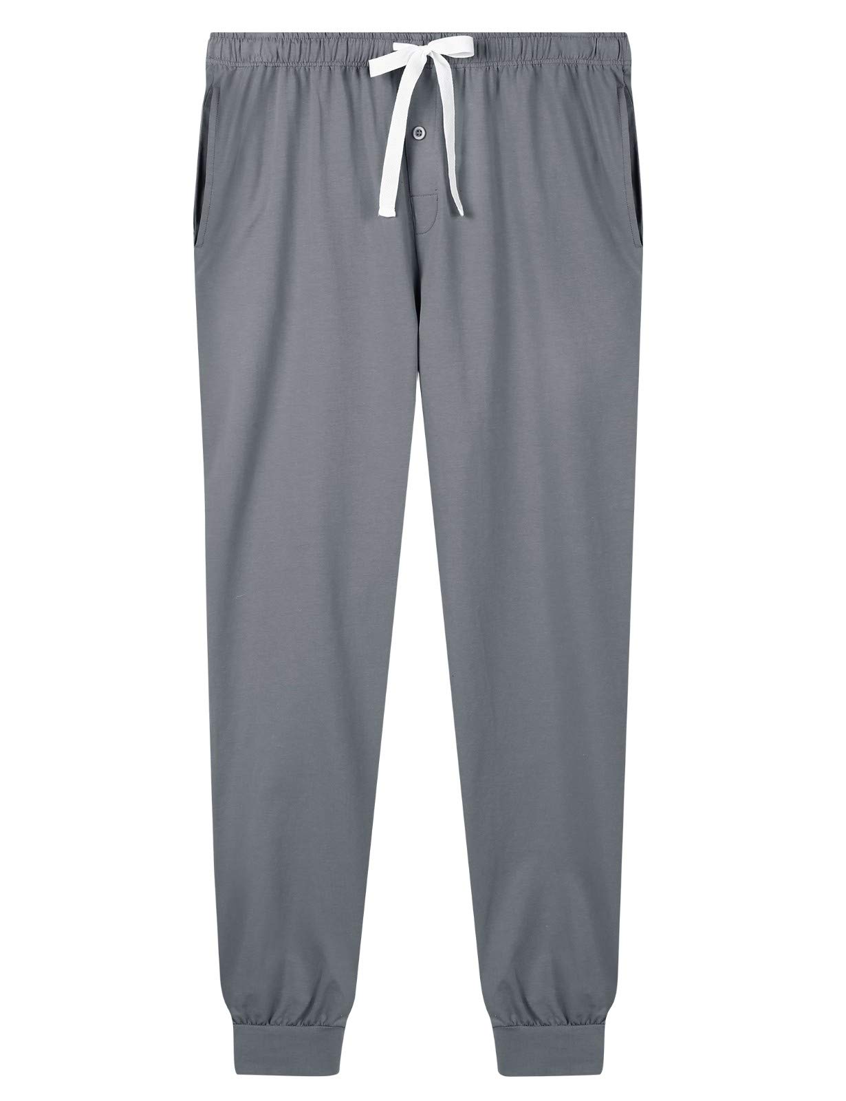 Men's Soft Cotton Pajama Pants with Elastic Cuff - Comfortable Lounge Sleepwear for Home & Travel