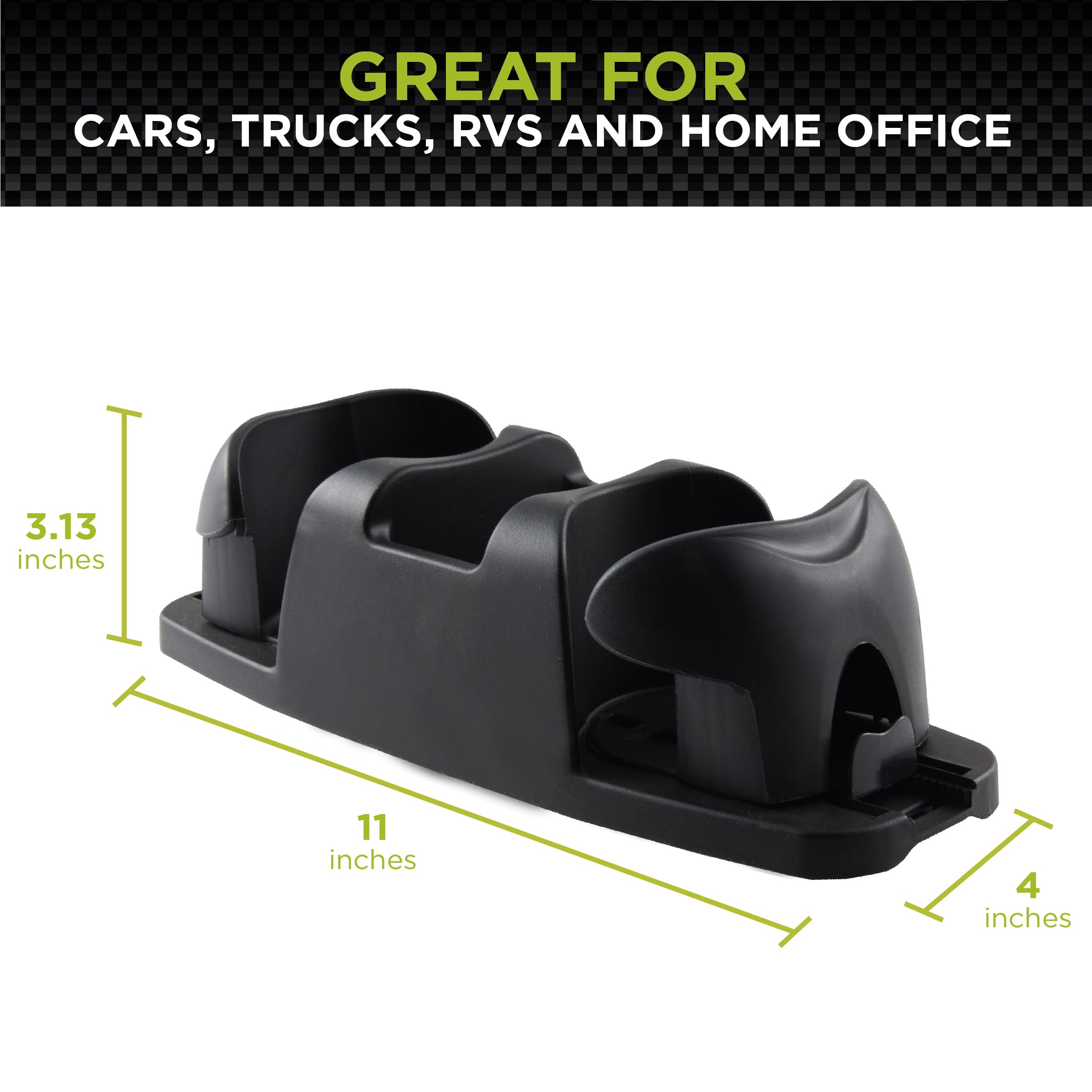 Go Gear SMT Twin Cup Holder for Cars - Universal Black Auto Drink Holder for Vehicle - Perfect for Road Trips, Commuting & Travel Accessories