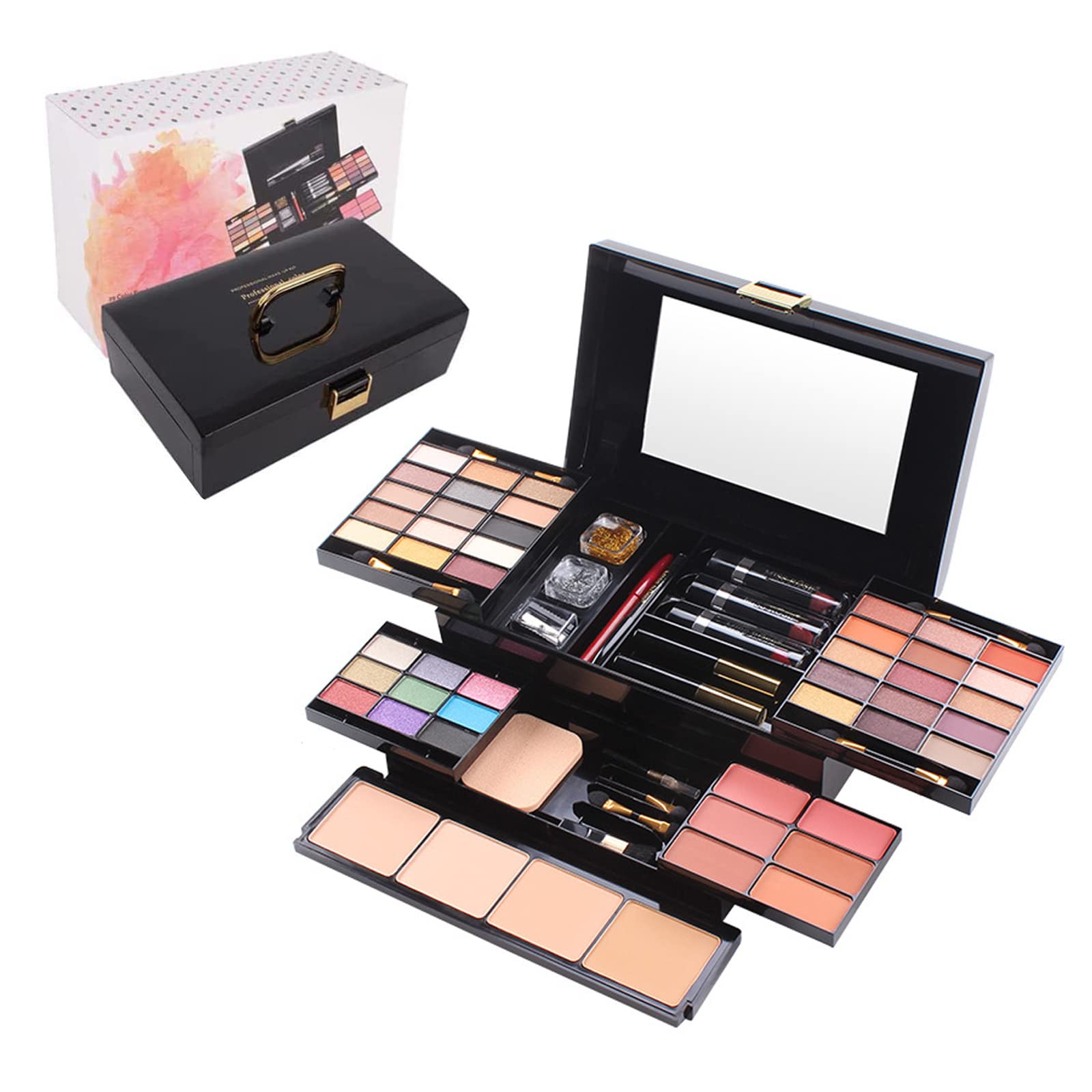 39-Color Professional Makeup Palette Set - All-in-One Cosmetic Kit with Eyeshadow, Blush, Eyeliner, Eyebrow Pencil & Mascara | Perfect for Daily Makeup, Party Looks & Professional Makeup Artists
