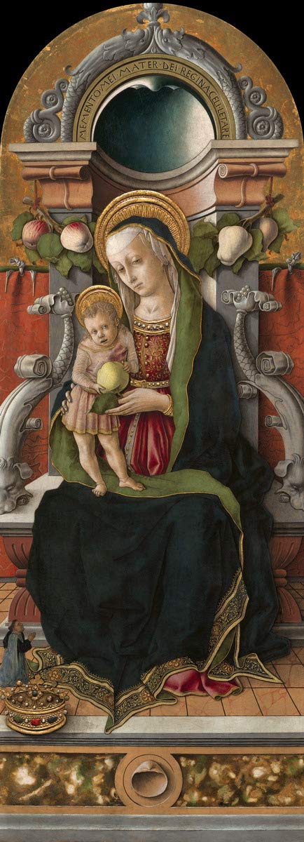 Carlo Crivelli Madonna and Child Enthroned With Donor Giclee Art Print - Premium Fine Art Reproduction Poster for Wall Decor - Perfect for Living Room, Bedroom & Office