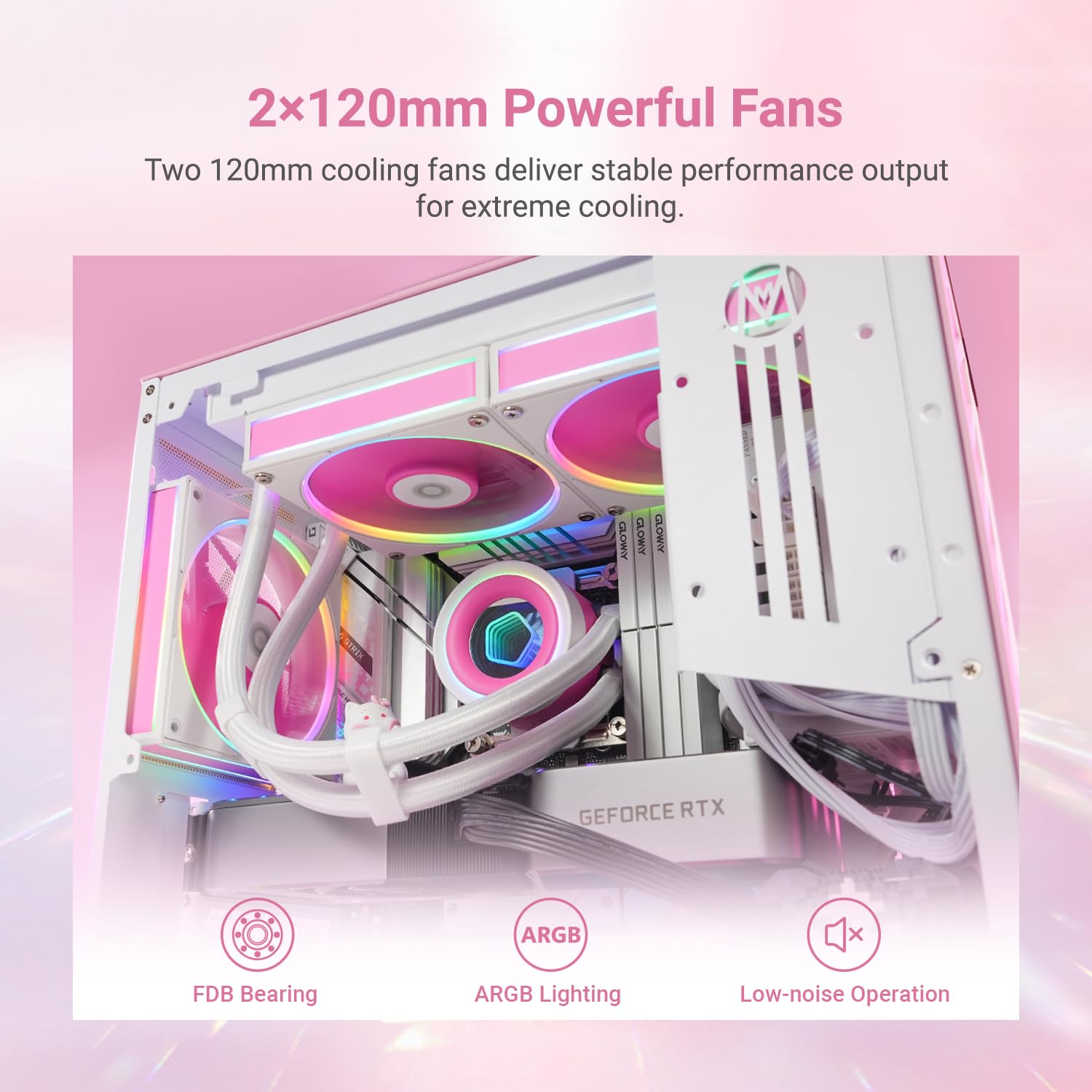 ID-COOLING FX240 INF Pink Edition 240mm ARGB Liquid CPU Cooler | AIO Water Cooling System with Infinity Mirror Effect | 2x120mm Daisy-Chained Low-Noise Fans (29.9dB Max) | Intel & AMD Compatible | Perfect for Gaming PC Builds & High-Performance Workstations