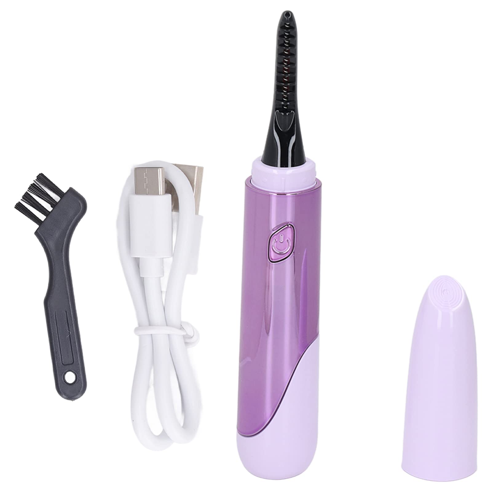 Rechargeable Heated Eyelash Curler with Long-Lasting Warmth & Silicone Pad - Perfect for Home Use, Travel, and Professional Makeup (Purple)