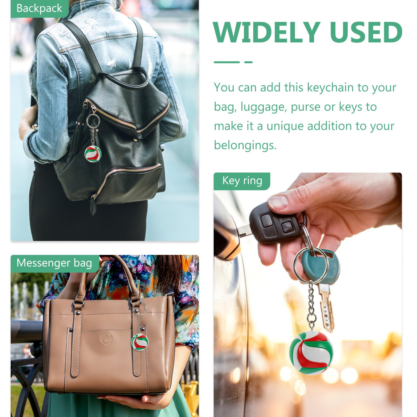 KALLORY 3-Pack Leather Volleyball Keychains - Sporty Keyrings for Volleyball Fans, Women & Men - Perfect for Team Gifts, Party Favors, and Game Day Accessories
