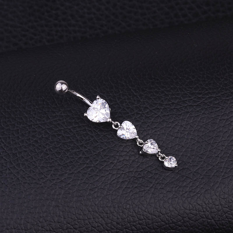Hypoallergenic Dangle Heart Belly Button Ring | HSBR18605 | Perfect for Sensitive Skin & Trendy Outfits