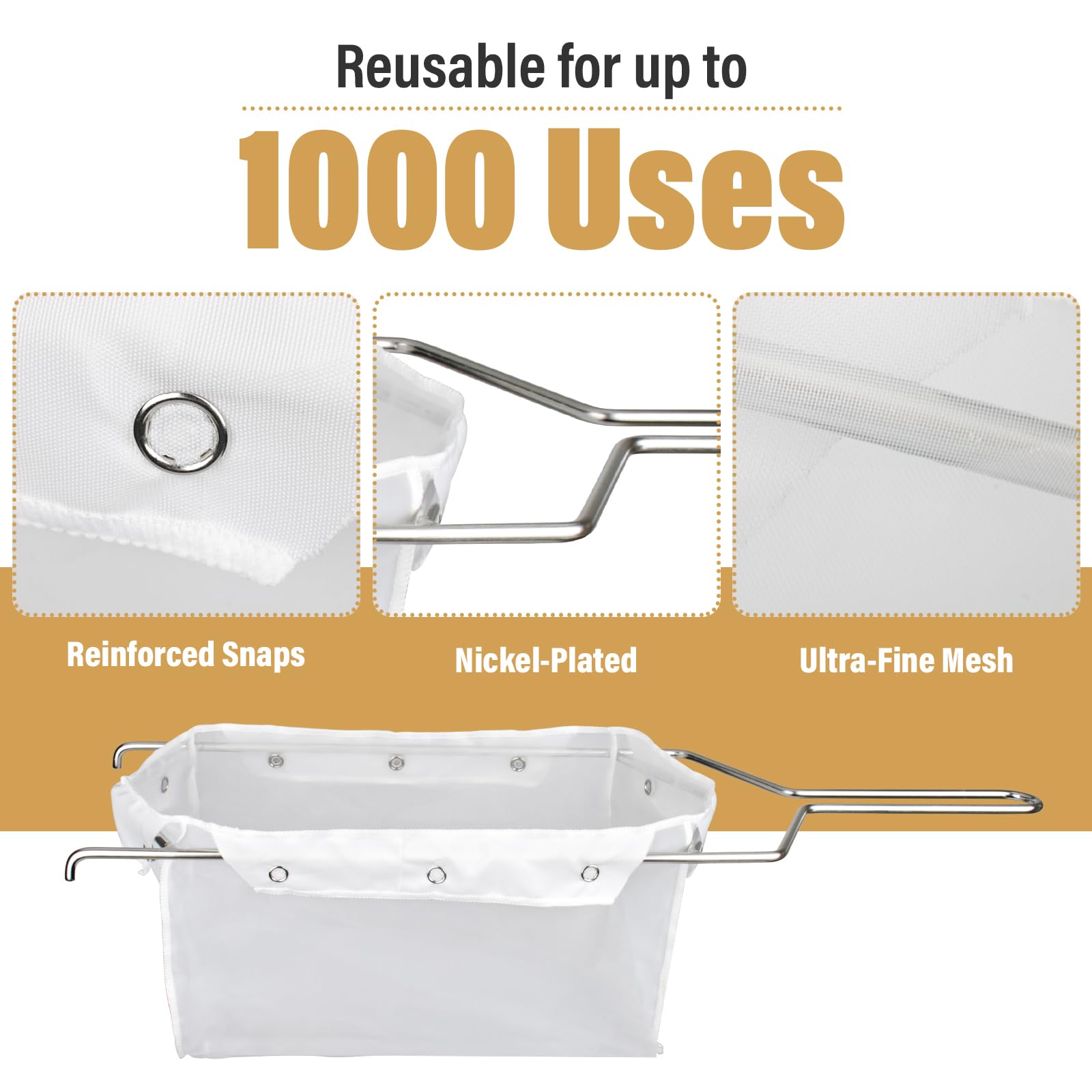 ANTOBLE Reusable Deep Fryer Oil Filter Bag & Frame Set - 70 lb Capacity Fryer Oil Strainer for Commercial & Home Use | Perfect for Restaurants, Food Trucks & Home Kitchens