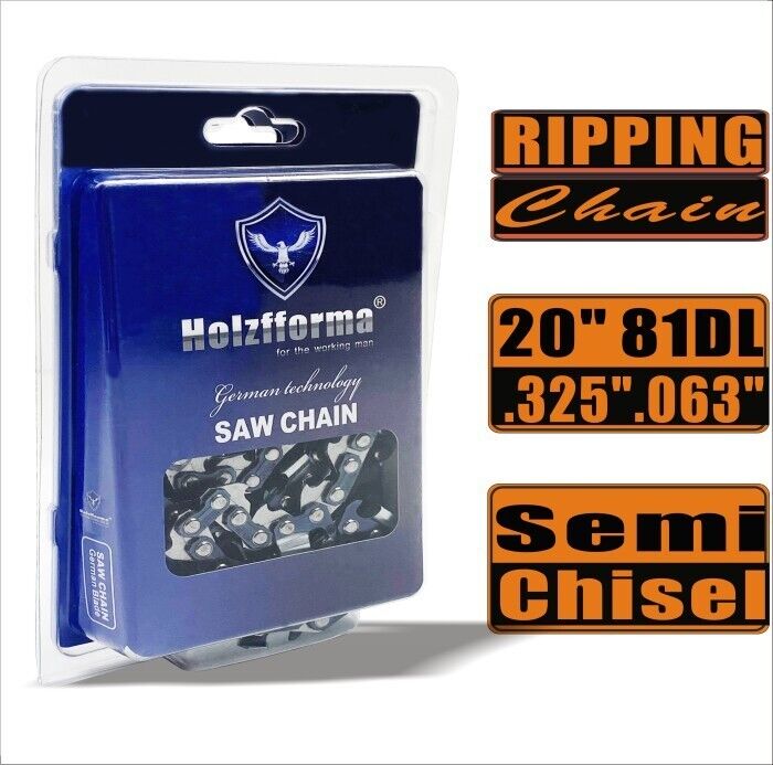 Holzfforma .325'' .063'' 20-Inch 81DL Semi Chisel Ripping Chain for Chainsaw - Perfect for Woodworking, Logging, and DIY Projects