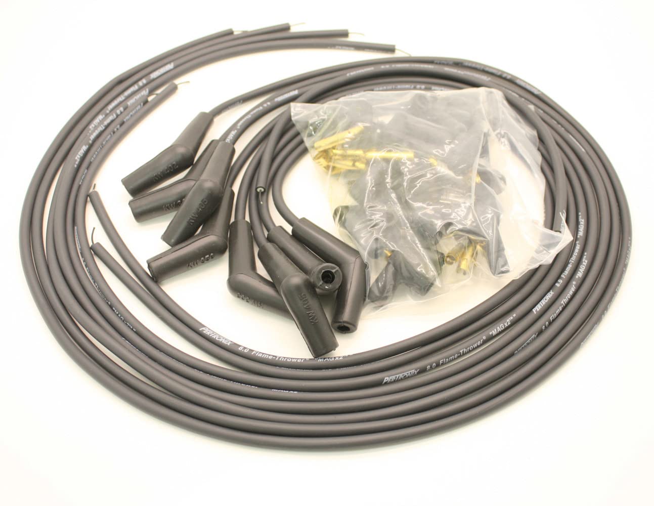 Pertronix 808215 Flame-Thrower Black 8mm 8 Cylinder Spark Plug Wire Set - High Performance Ignition Wires for Classic Cars, Hot Rods & Muscle Cars - Perfect for Ford, Chevy, Dodge & More