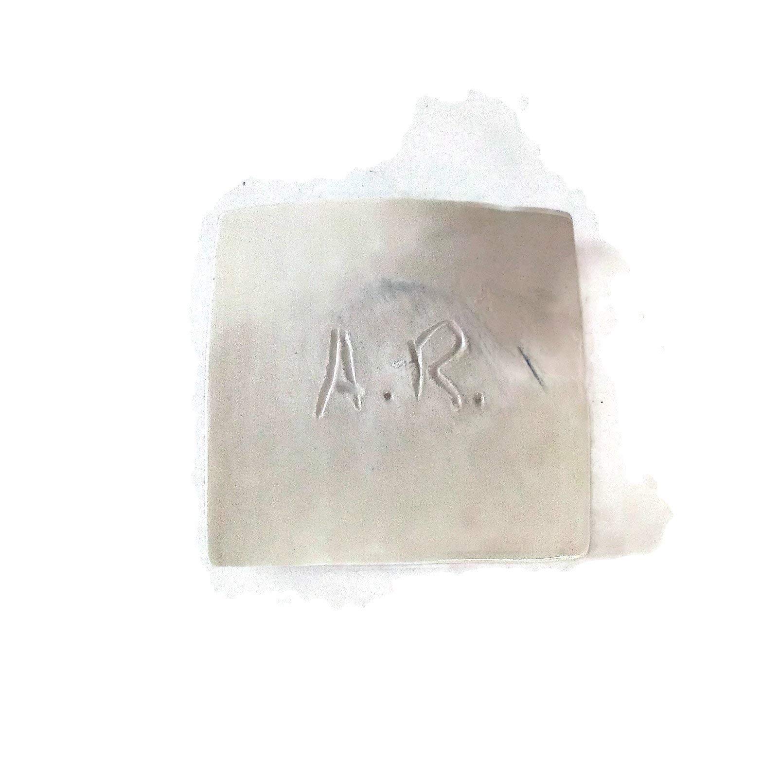 Handmade Ceramic Square Clay Ring Dish - Small Trinket Tray, Tealight Candle Holder & Tea Bag Organizer (Taurus Zodiac Design) - Perfect for Jewelry Storage, Bathroom Decor & Gift Giving