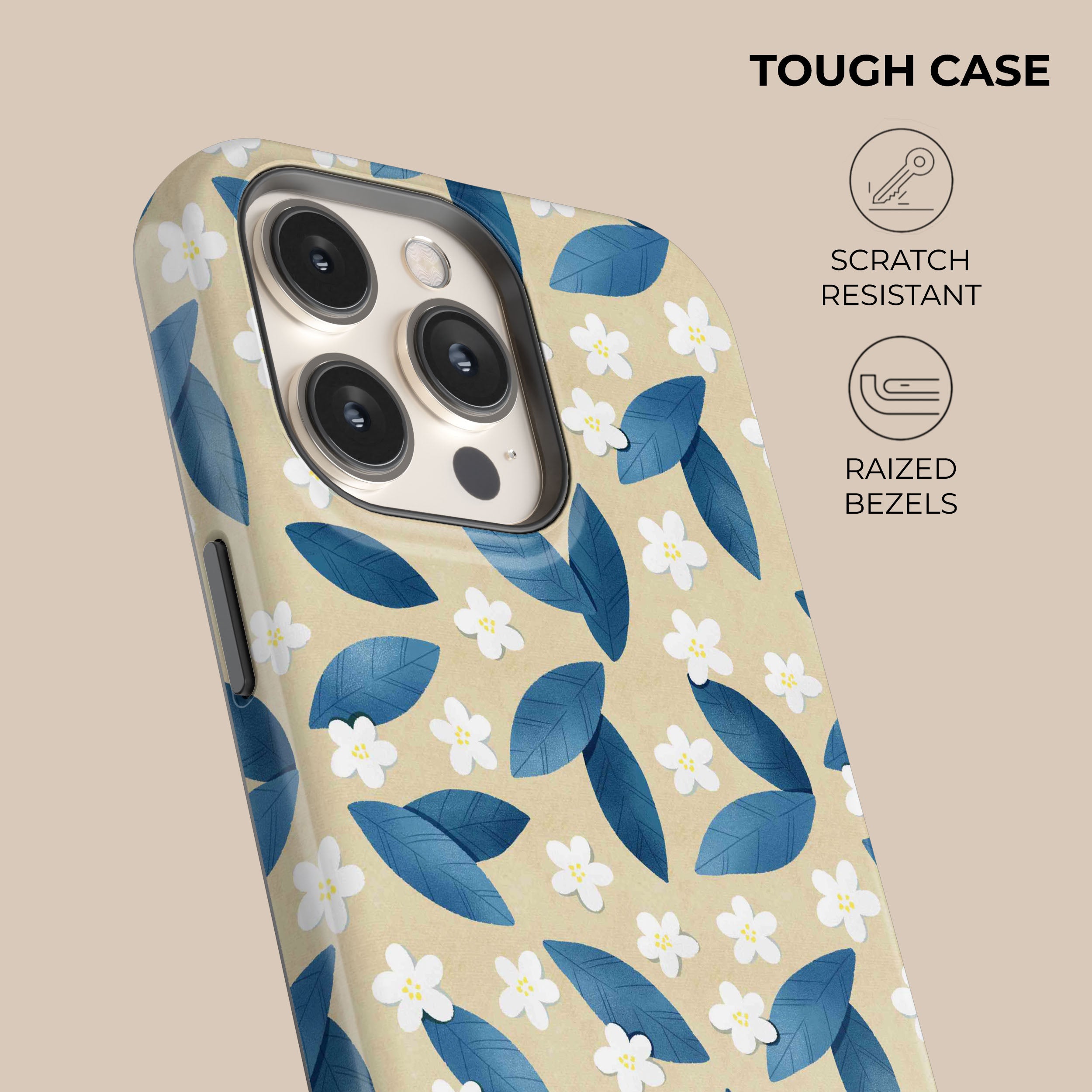 Premium Blue Leafs Phone Case - Durable Protective Cover for iPhone & Samsung - Stylish Nature-Inspired Design for Everyday Use & Outdoor Adventures